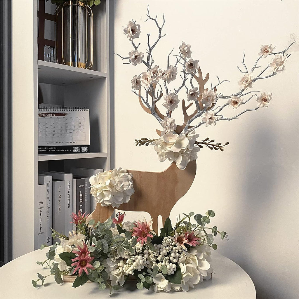 Geosar 13.8 Inch Small Manzanita Branches Plastic Faux Branches Artificial Antler Shaped Tree Branch Decorative Plant Twigs for Home Wedding Table Centerpiece Festival Decors(Silver,10 Pieces)