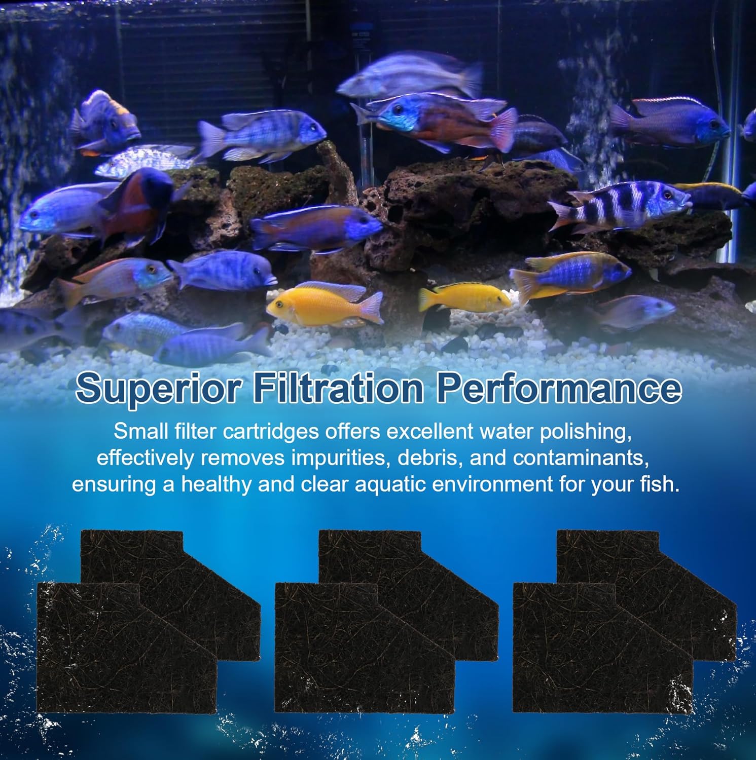 Small Aquarium EcoRenew Filter Cartridges Replacement for Aqueon QuietFlow Internal Power Filter with SmartClean Technology 15 Gallon Aquarium, Fish Tank Filter Cartridge Fits -6Pack