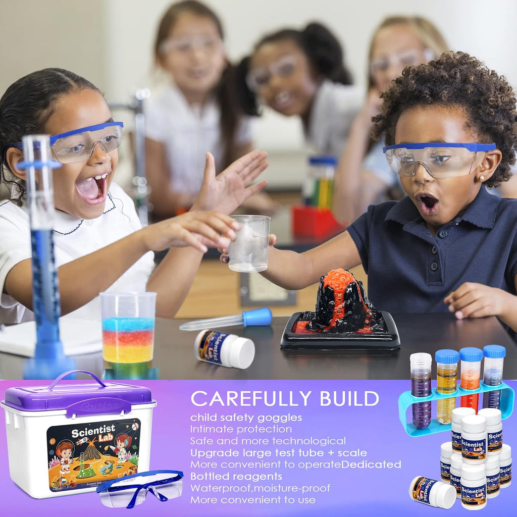 Educational Science Kit for Kids - 56 Science Lab Experiments with Lab Coat Scientist Costume, Science Kits for Kids Age 6-8-10-12, 70+ PCS DIY Stem Projects, Educational Toys for Girls Boys