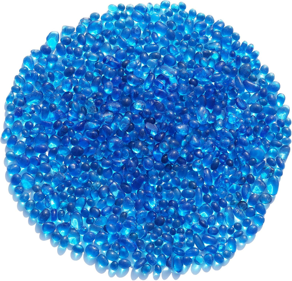 Sea Glass Stones - Sea Blue Clear Glass Pebbles Gemstones - Perfect for Aquarium Rocks, Fish Tank Gravel, Vase Fillers, DIY Crafts, and Home Decor (0.9LB/14oz)