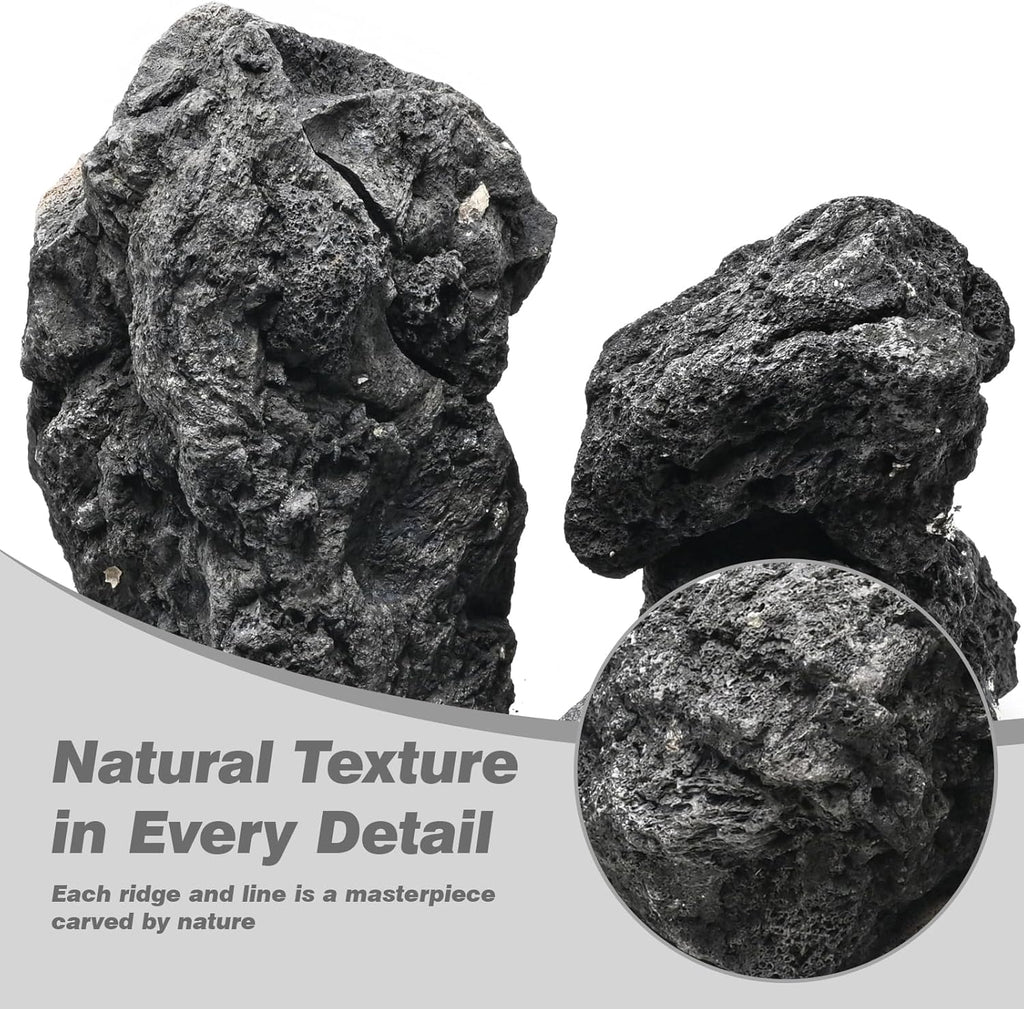 Black Lava Rocks for Aquarium Fire Pit Succulent Planters Bonsai Landscaping Garden Décor 5lb Lava Stone for Fish and Plants(3pcs 4-6 inches)