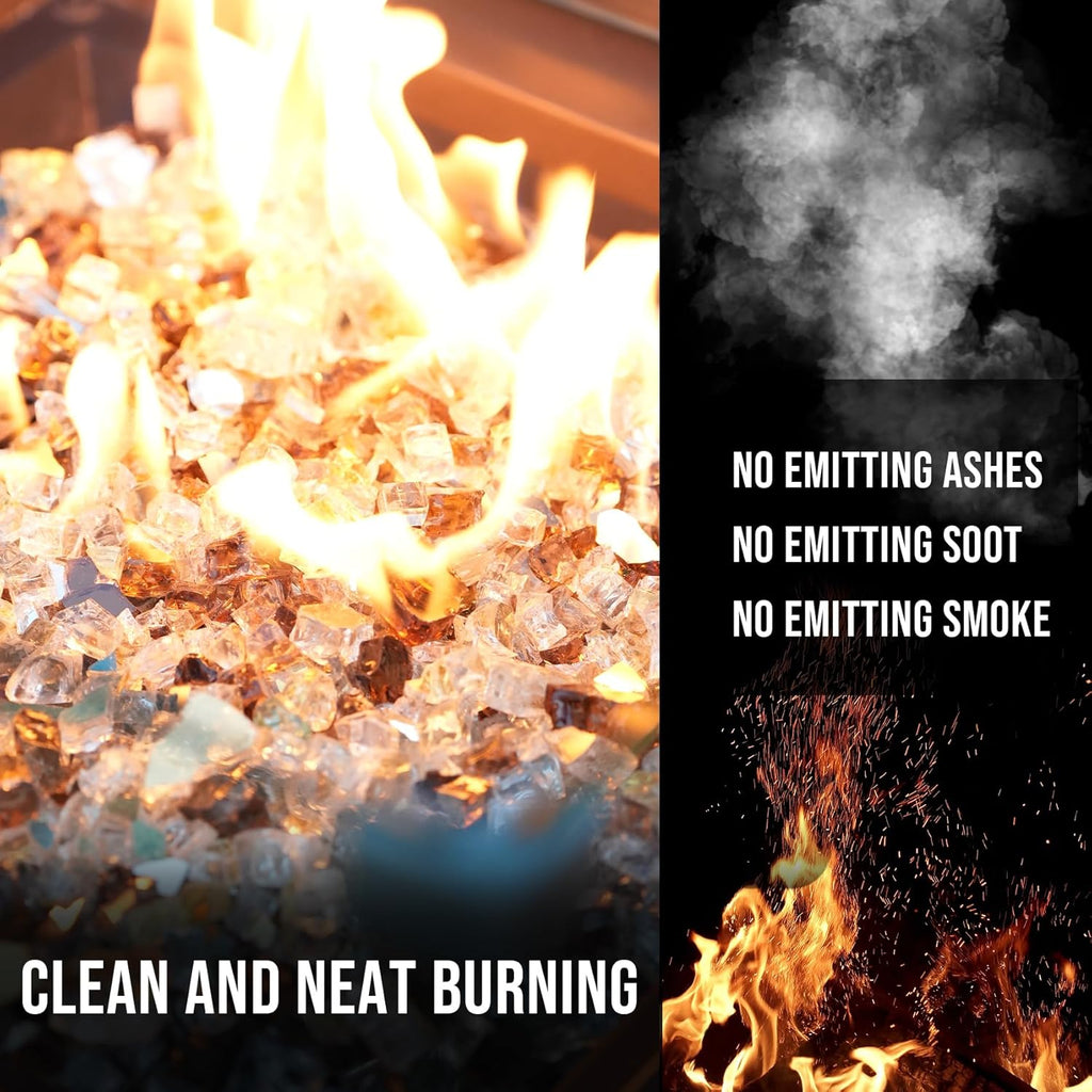 Skyflame 10-Pound Blended Fire Glass for Fire Pit Fireplace Landscaping - 1/2 Inch Reflective Tempered Fireglass Gold, Platinum, Copper