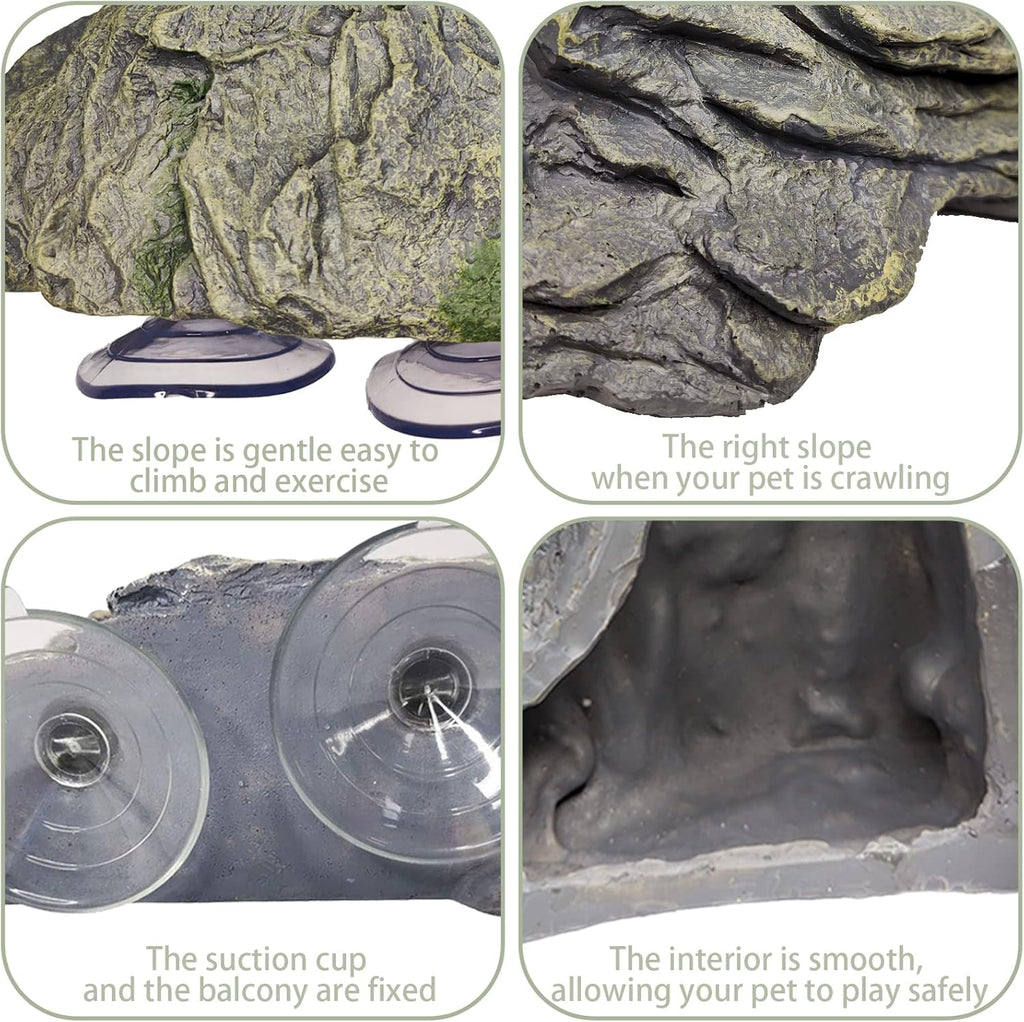 kathson Turtle Basking Platform Baby Tortoise Climbing Ramp Shale Reptiles Dock Resting Terrace Stone Small Aquarium Ornament Rock Landscaping Decoration for Frogs Newts (Large size:7.1”Lx6.3”Wx2.7”H)