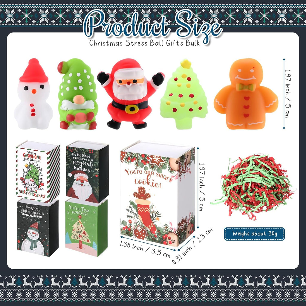 Wettarn 35 Sets Christmas Appreciation Gifts Cute Stress Balls with Support Gift Boxes Bulk Merry Christmas Party Favors for Employee Coworker Friends Office Positive Thank You Relief Toys