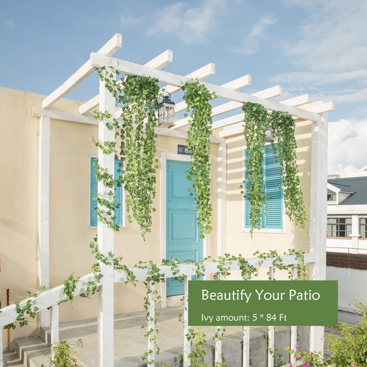 Naidiler 168 Ft 24 Strands Fake Ivy Leaves Artificial Ivy Garland Greenery Decor Faux Green Hanging Plant Vine for Wall Party Wedding Room Home Kitchen Indoor & Outdoor Decoration