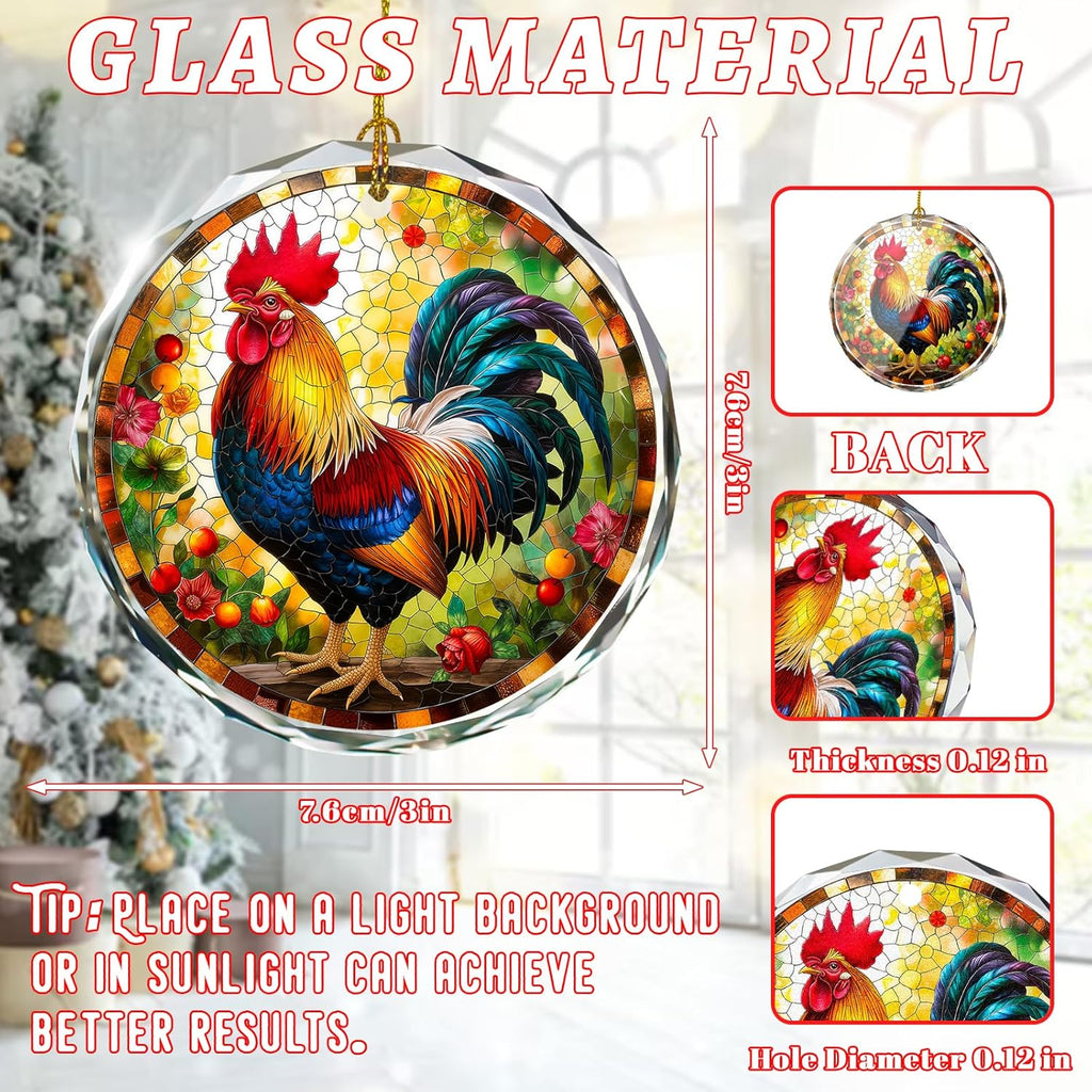 Chicken Stained Glass Ornament, Christmas Tree Decorations, Holiday Present Ideas, Gift Exchange