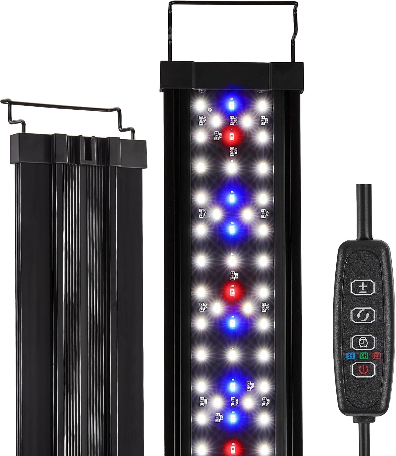 LED Aquarium Light for 24-30 Inch Fish Tanks – Timer with Auto On/Off, 10-Level Brightness, White/Blue/Red+White Modes, Extendable Brackets & Hanging Design (Rope Not Included) (24-30inch)