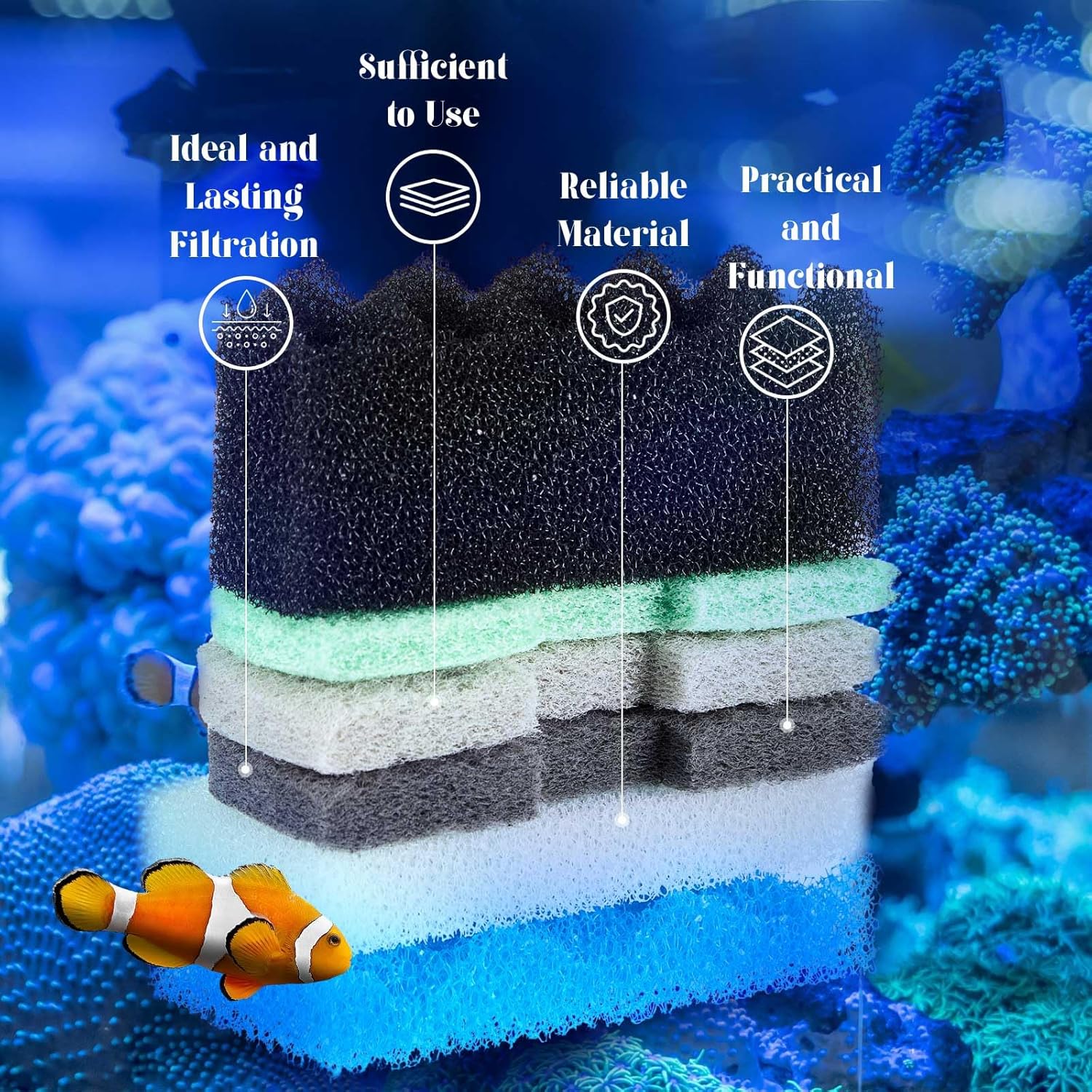 32 Pcs Aquarium Replacement Maintenance Kit Compatible with Fluval 106/107 Filter Media Including Biological Sponge, Ammonia/Phosphate/Nitrite Remover Pad, Aquarium Towel, Grease