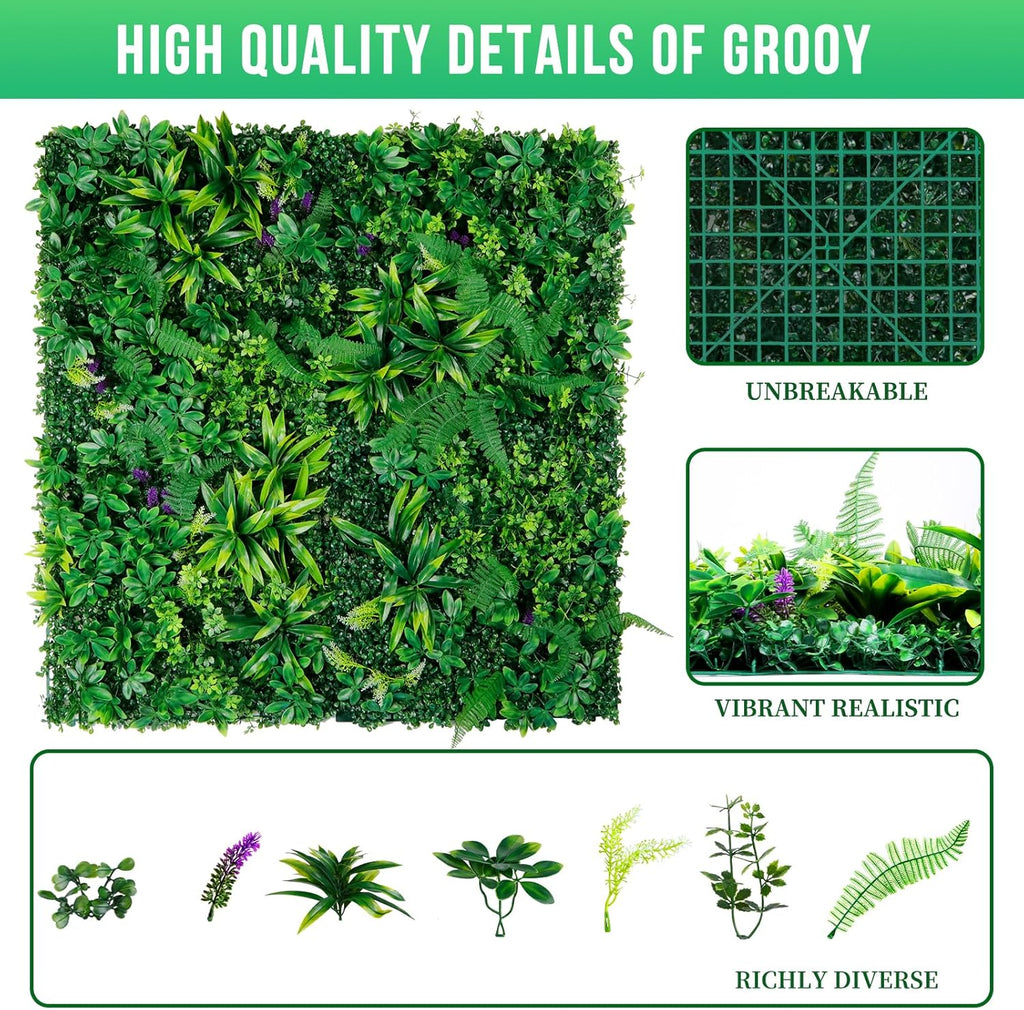 Artificial Boxwood Panels, Grass Wall Panels 20"x20"(16pcs), Privacy Hedge Fence Screen with UV Protection, Fake Greenery Backdrop for Indoor Wedding and Outdoor Garden Backyard