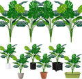 Artificial Palm Tree Leave Plants - 4PCS 28'' Tall Fake Plant Monstera Leaf Indoor Outdoor, Large Faux Floor Plant for Living Room, Bedroom Plants Decor, Bathroom Farmhouse Home House Decor