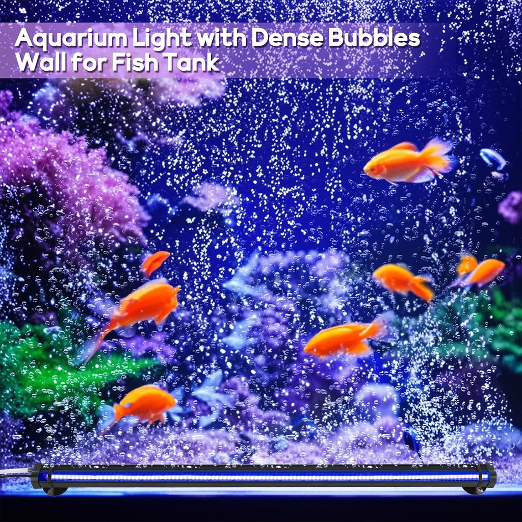 Submersible Bubble Aquarium Light：Multicolor RGB Fish Tank Light with Remote & Adjustable Brightness for Pet Plants Grow - Waterproof Submersible Led Lights for 5-10In Saltwater Tanks