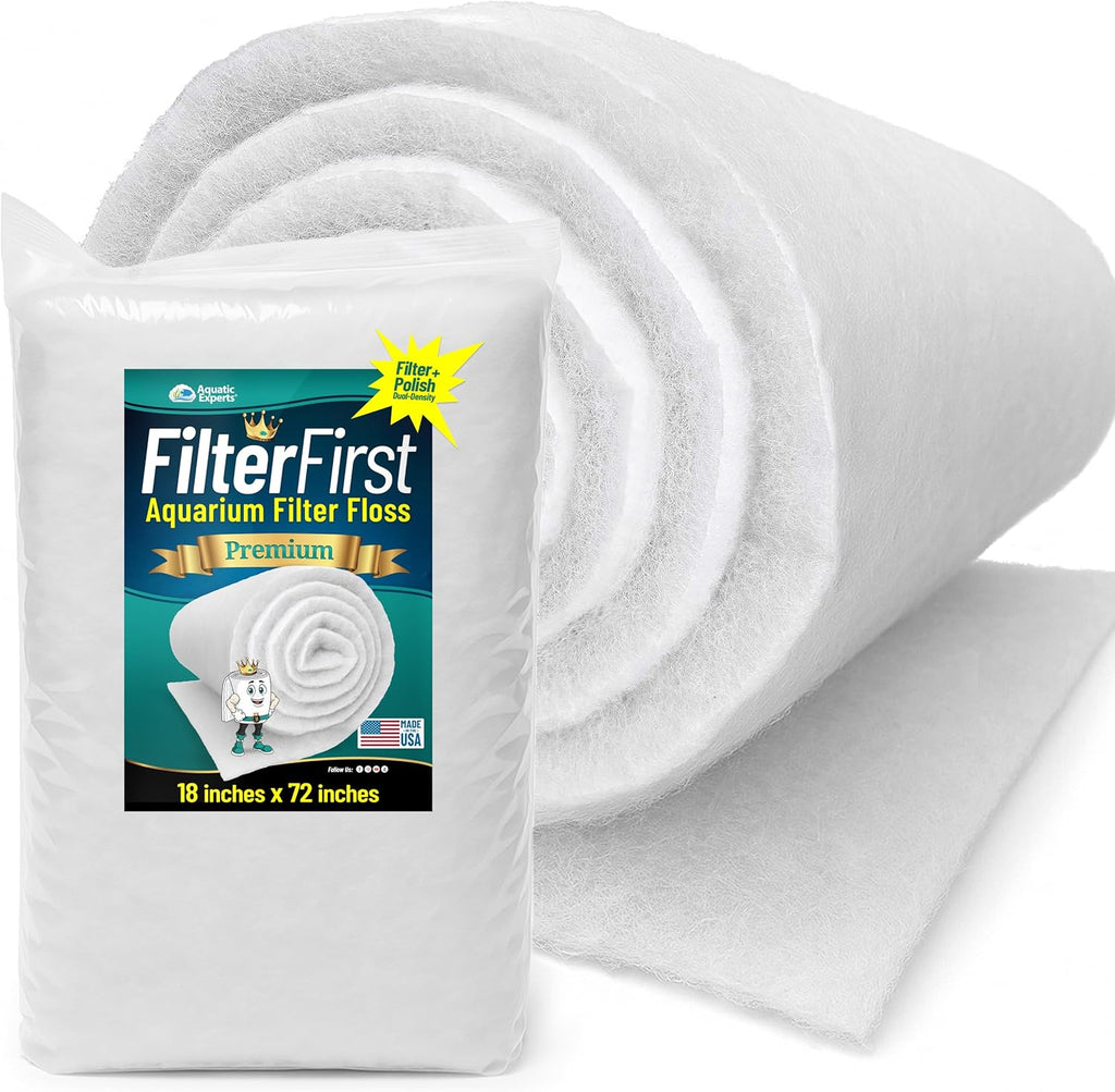 Aquatic Experts Aquarium Filter Floss for Fish Tank Filters - FilterFirst Aquarium Filter Pad - Media Roll for Crystal Clear Water, 3/4" - 1" Thick (18 Inch Wide, 72 Inch Long)