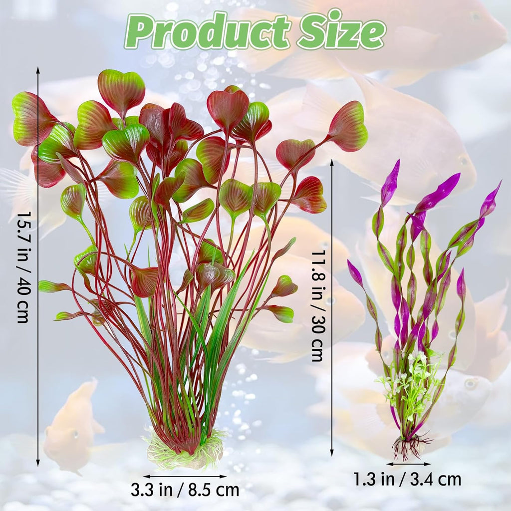 Hamiledyi Artificial Aquarium Plants Fish Tank Decorations, Soft Plastic Green Water Grass for Fish Habitat, Realistic Underwater Décor, Safe for Fish, 2-Pack