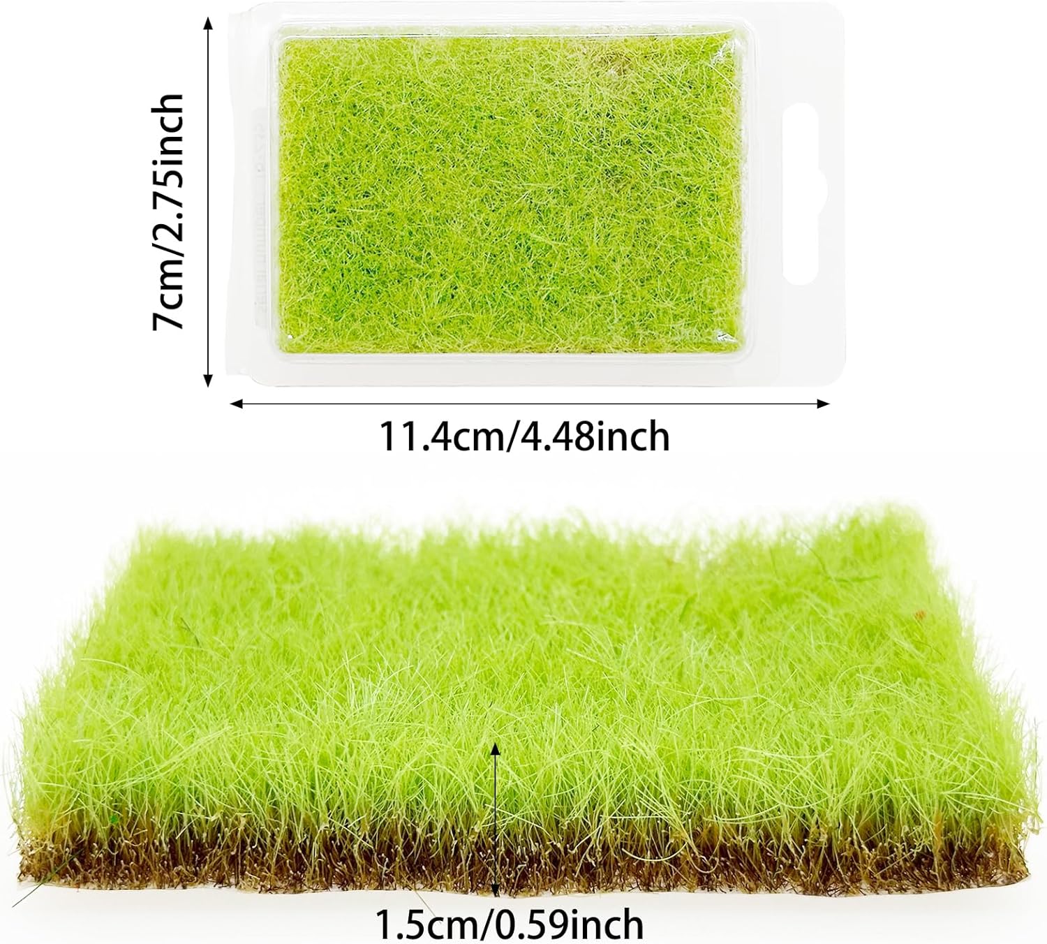 Woohome 2 PCS Model Grass Tufts Resin Static Scenery Model, Artificial Grass for Building Model, DIY Miniature Train Landscape Terrain Railway Scenery Decorations, Green