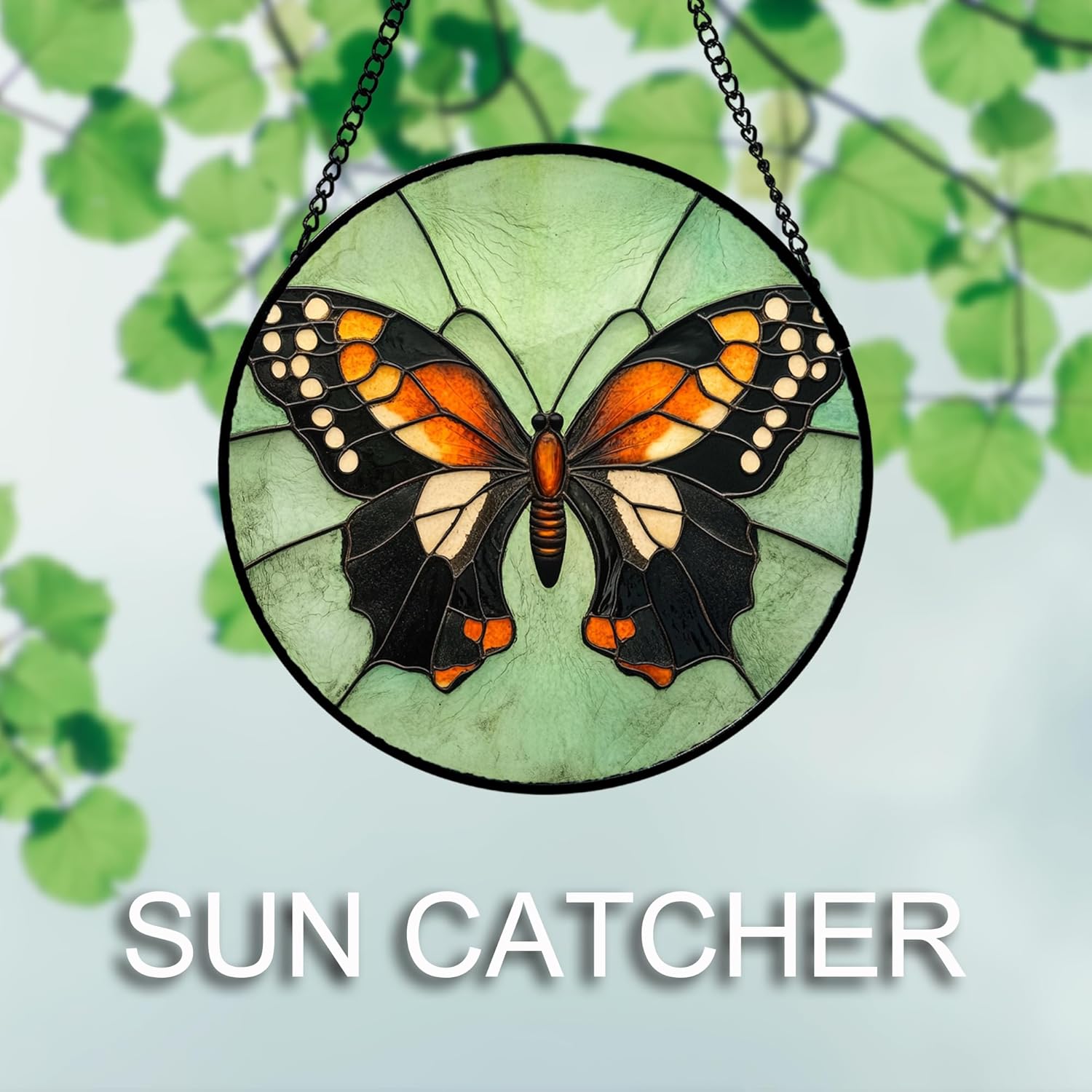 Stained Glass Window Hanging 4 Pcs Set Butterfly Dragonfly Bee Ladybug 9.8" - Suncatcher Door Garden Sun Catcher Decor Birthday Mother's Day for Mom Woman Nana Men