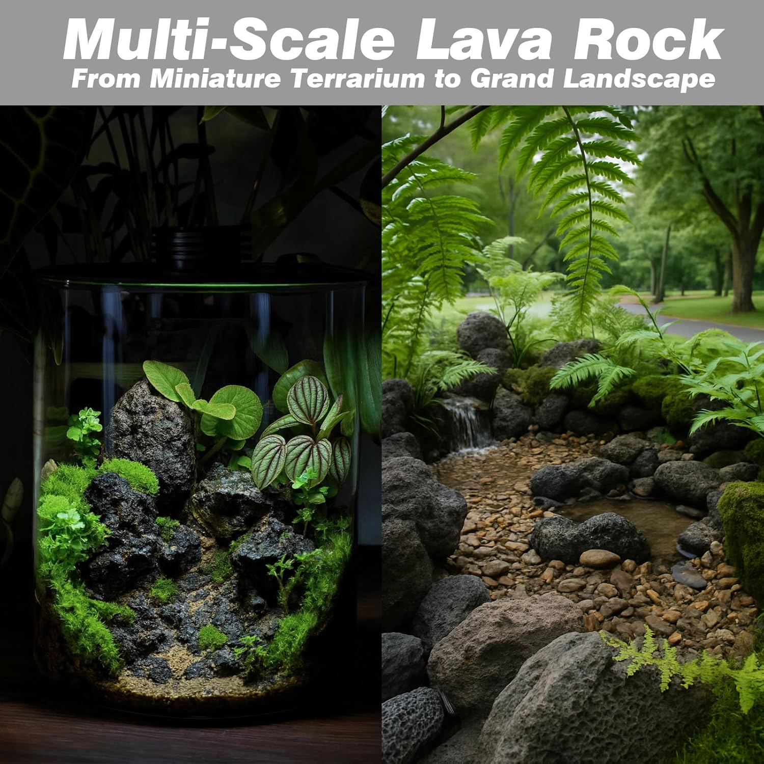 Black Lava Rocks for Aquarium Fire Pit Succulent Planters Bonsai Landscaping Garden Décor 5lb Lava Stone for Fish and Plants(3pcs 4-6 inches)