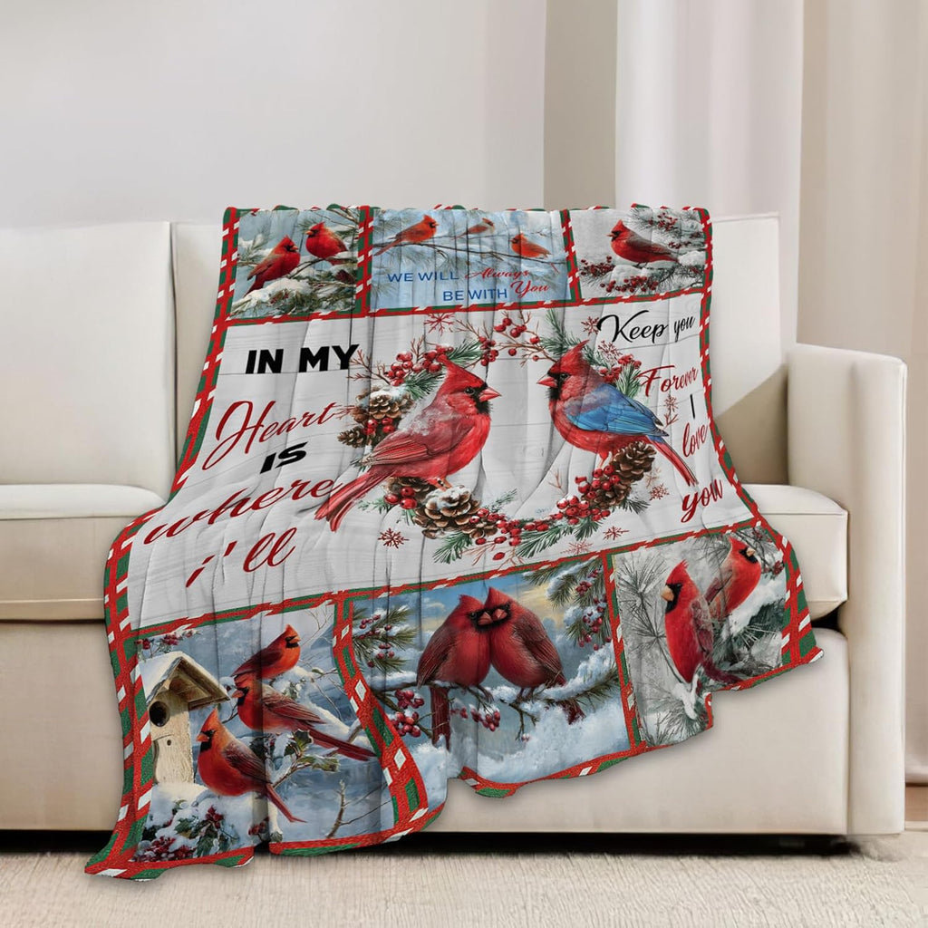 Cardinal Blanket Red Bird Throw Blankets for Girls Boys Kids Cardinal Lover Soft Cozy Fleece Plush for Couch Sofa Bed 60"x50"