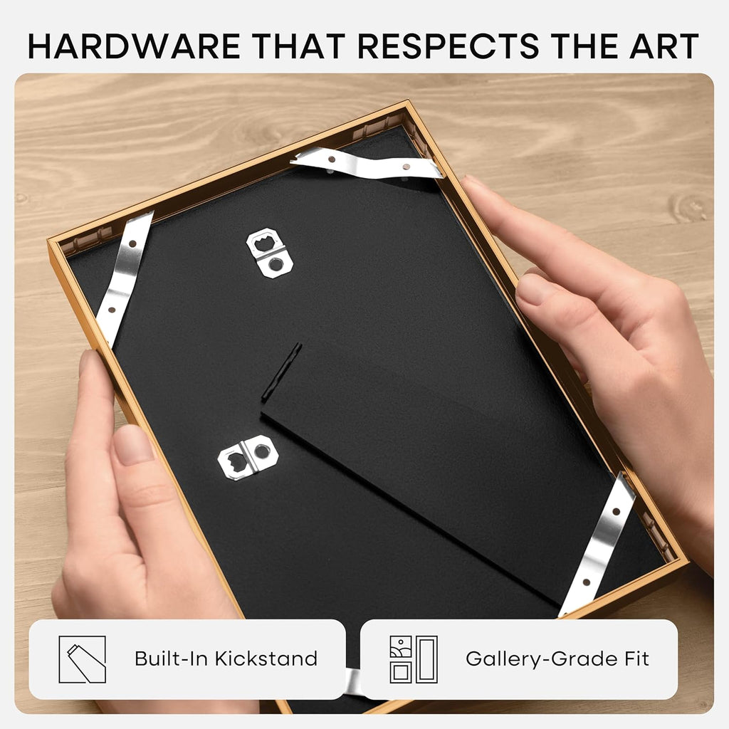 Homeforia 5x7 Picture Frame Bronze, High End Metal 5 x 7 Brass Frames with Mat 4 x 6 for Art, 5x7 Desk Frame Matted to 4x6 inch Photo, 5 by 7 Wall or Tabletop Frame, Tempered Glass, Wall Kit, Set of 2