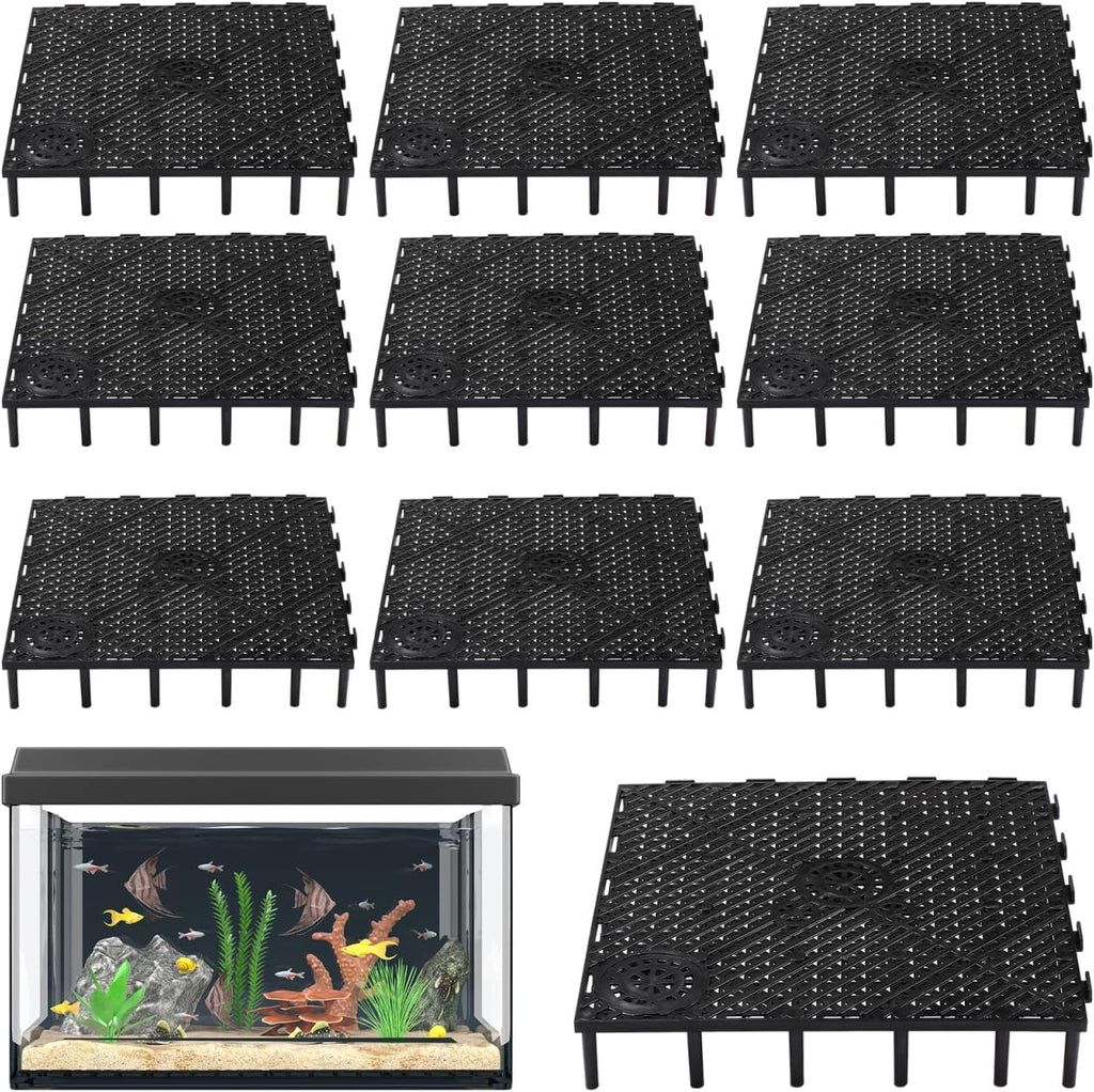POPETPOP 20 Pcs Aquarium Undergravel : Fish-Tank Divider, Aquarium Bottom Plate - PVC Splicing Clapboard (Black)