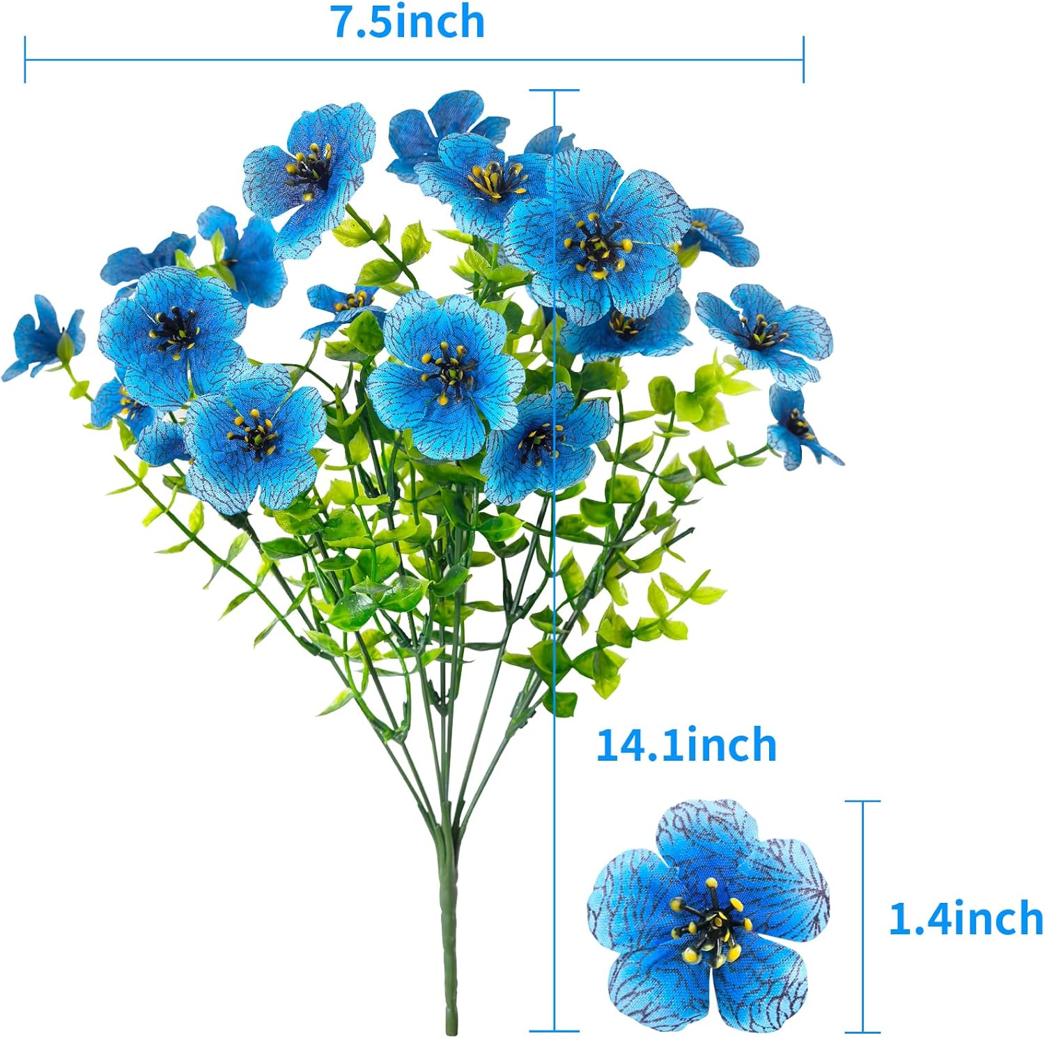 Artificial Flowers for Outdoor Indoor Garden Home Decoration, Faux Flower Daisy with Eucalyptus Leaves Fake Plants Greenery Boxwood Porch Patio, 12 Bundles