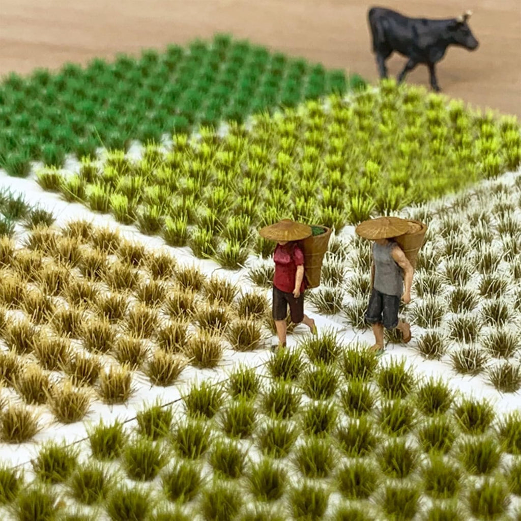 208 PCS Static Grass Tuft Model Grass Tufts Railway Artificial Grass 2 Color Bushy Tuft Flower Cluster Vegetation Groups for DIY Architecture Building Model Train Landscape Railroad Scenery