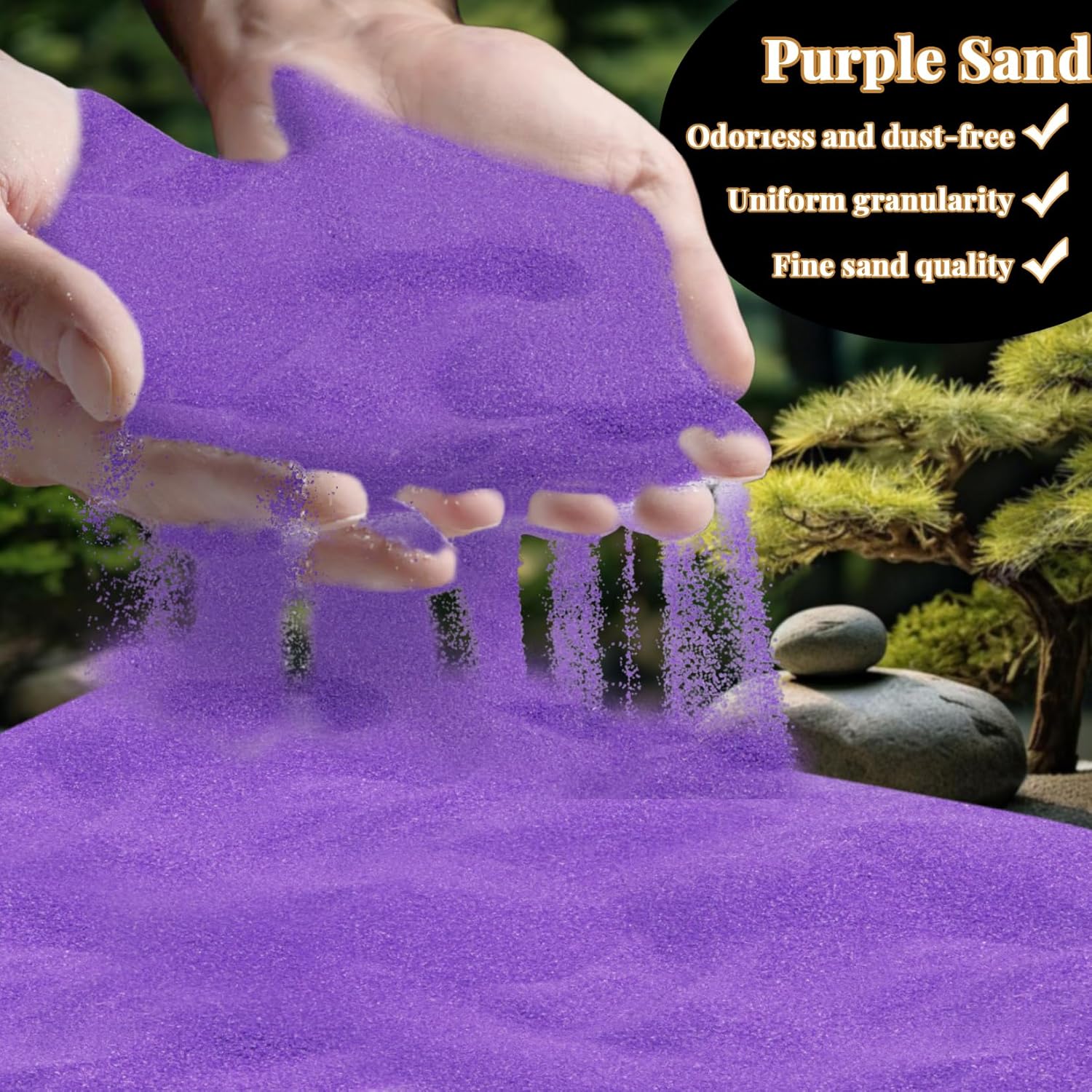 RAINFLOW 15 OZ Fine Purple Sand for Crafts - Colored Quartz Zen Garden Sand Decorative for Vases Filler, Wedding Unity Ceremony, Incense Burner, Ritual Incense