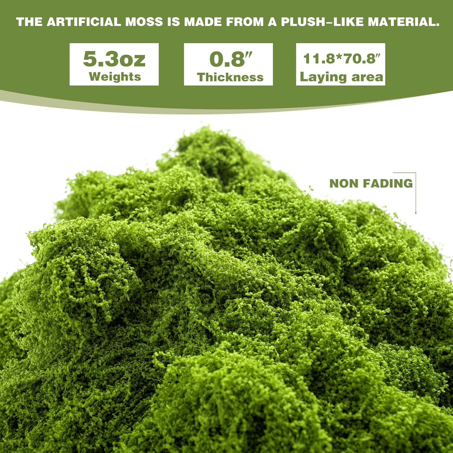 5.3OZ Fake Green Moss – Ultra-Realistic Artificial Preserved Moss. Perfect for crafts, DIY decor, potted mulching, fairy gardens, weddings & table centerpieces. Lifelike, no maintenance. (DARK GREEN)