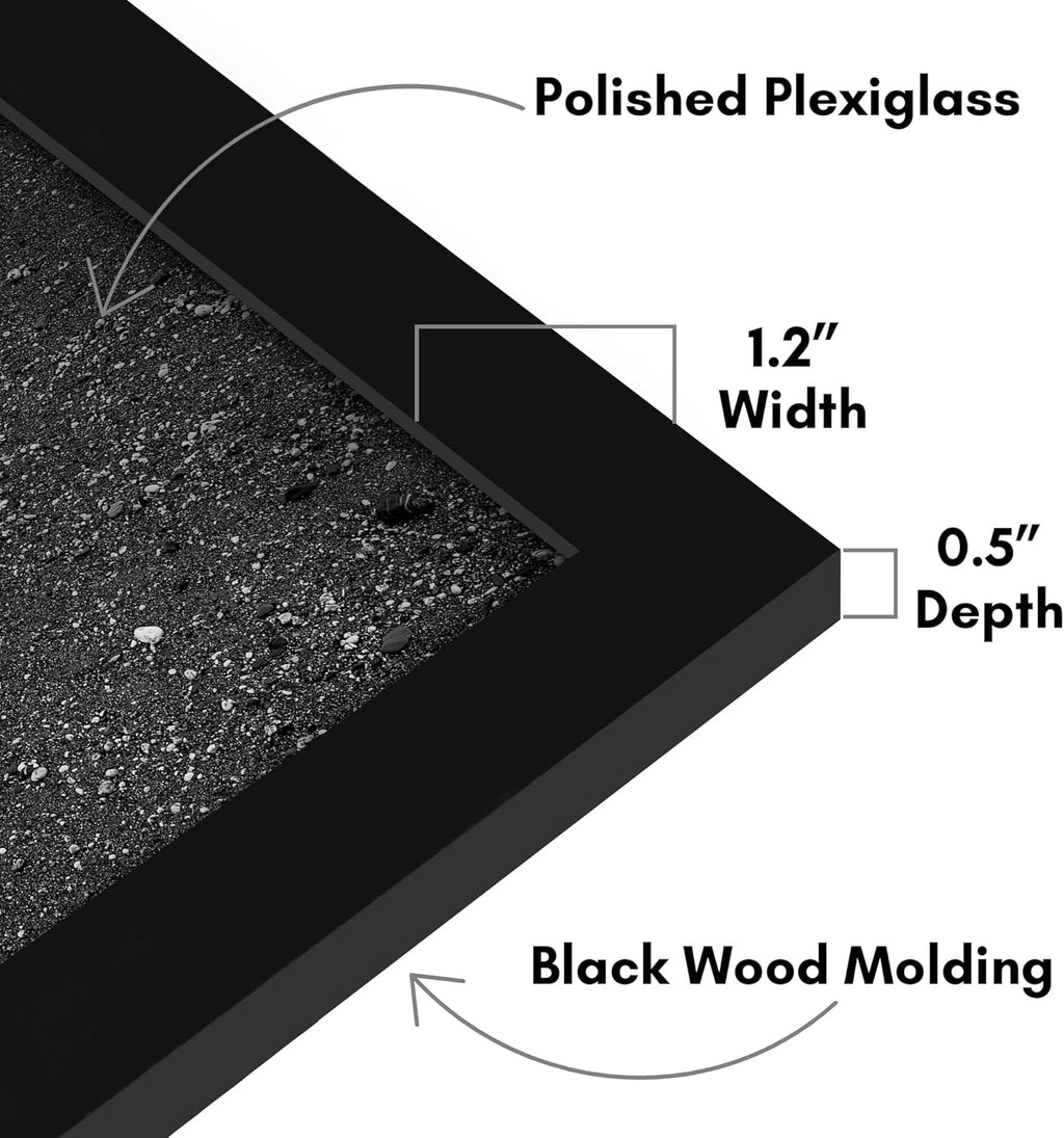 Americanflat 16x25 Poster Frame with Polished Plexiglass - Black Picture Frame - Wide Photo Frames Made of Engineered Wood for Vertical or Horizontal Wall Display - Epic Collection - Black