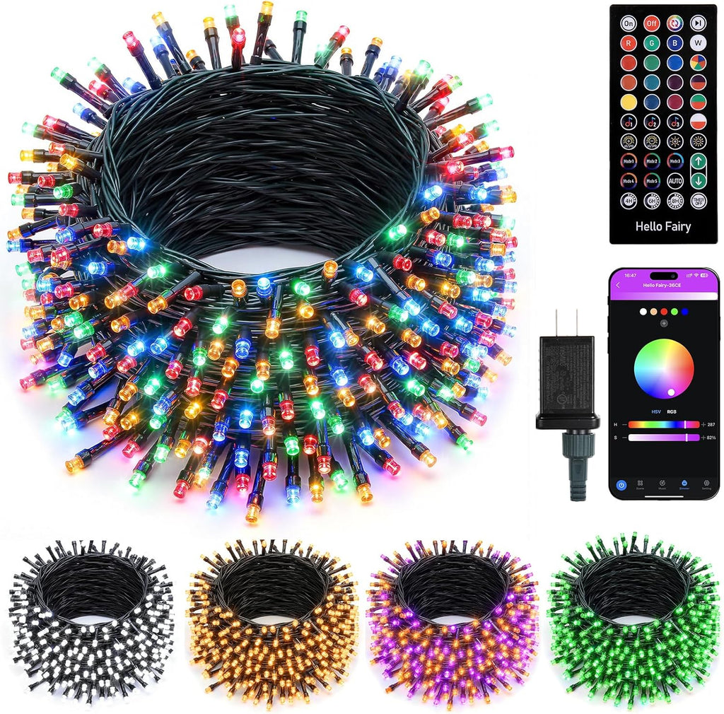 Minetom LED Color Changing Smart RGB Christmas Tree Lights, 33ft 100LED String Lights, 16 Milion Adjustable Colors Fairy Lights with Remote & Timer & Memory Function for Xmas Tree Holiday Party