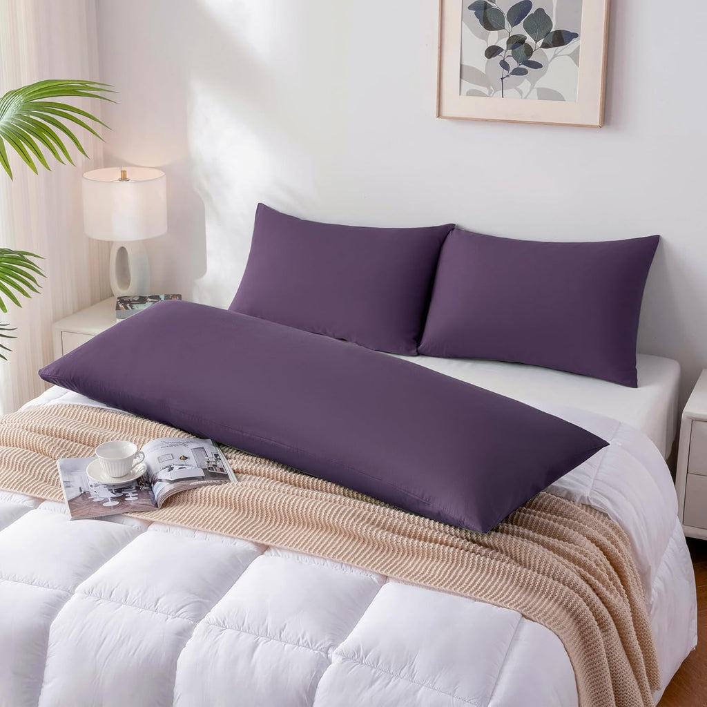 JELLYMONI Pillowcases King Set of 2 Cotton Envelope Pillow Covers Purple 20×36in Bed Pillow Cases 100% Washed Cotton Soft Breathable (Pillows are not Included)