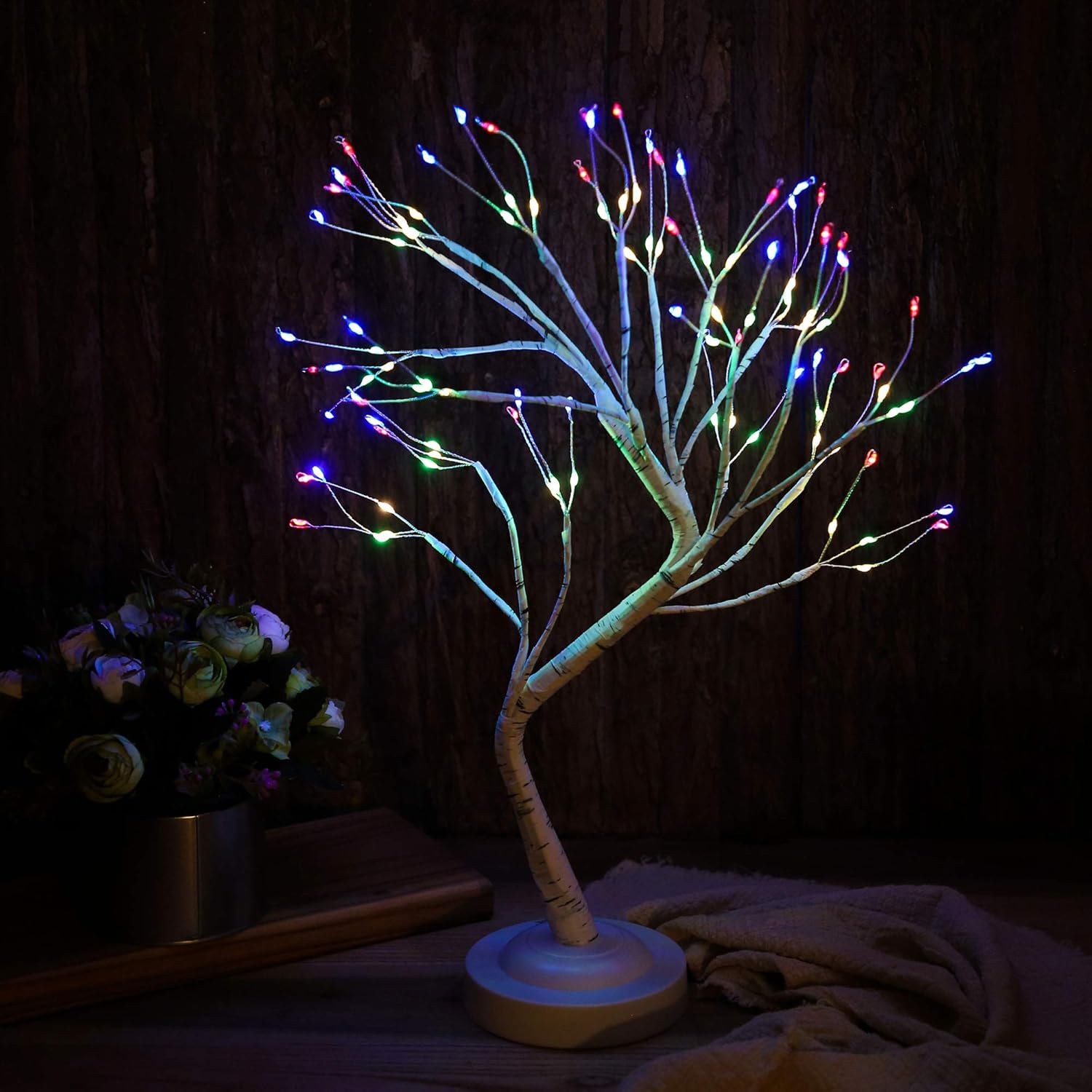 Tabletop Bonsai Tree Light,108L LED Tree Lamp,Halloween Tree with 8 Mode& Timer,Artificial Tree with Lights USB & Battery Operated,Lighted Birch Tree Indoor for Home Decoration - Multicolor Glow Glow