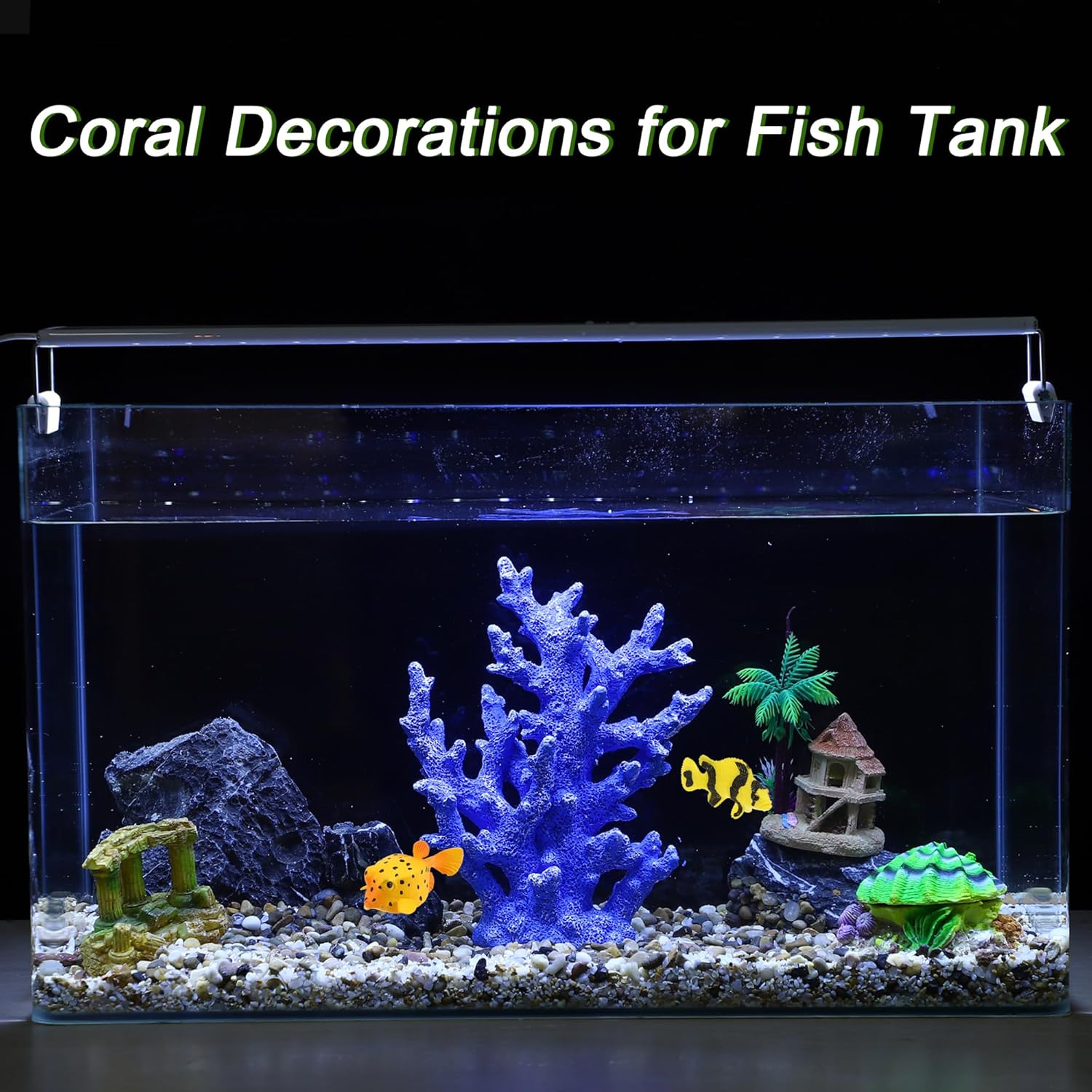Artificial Coral Decor - Resin Coral Statue Home Decor, 7.48"x2.36"x9.45", Blue