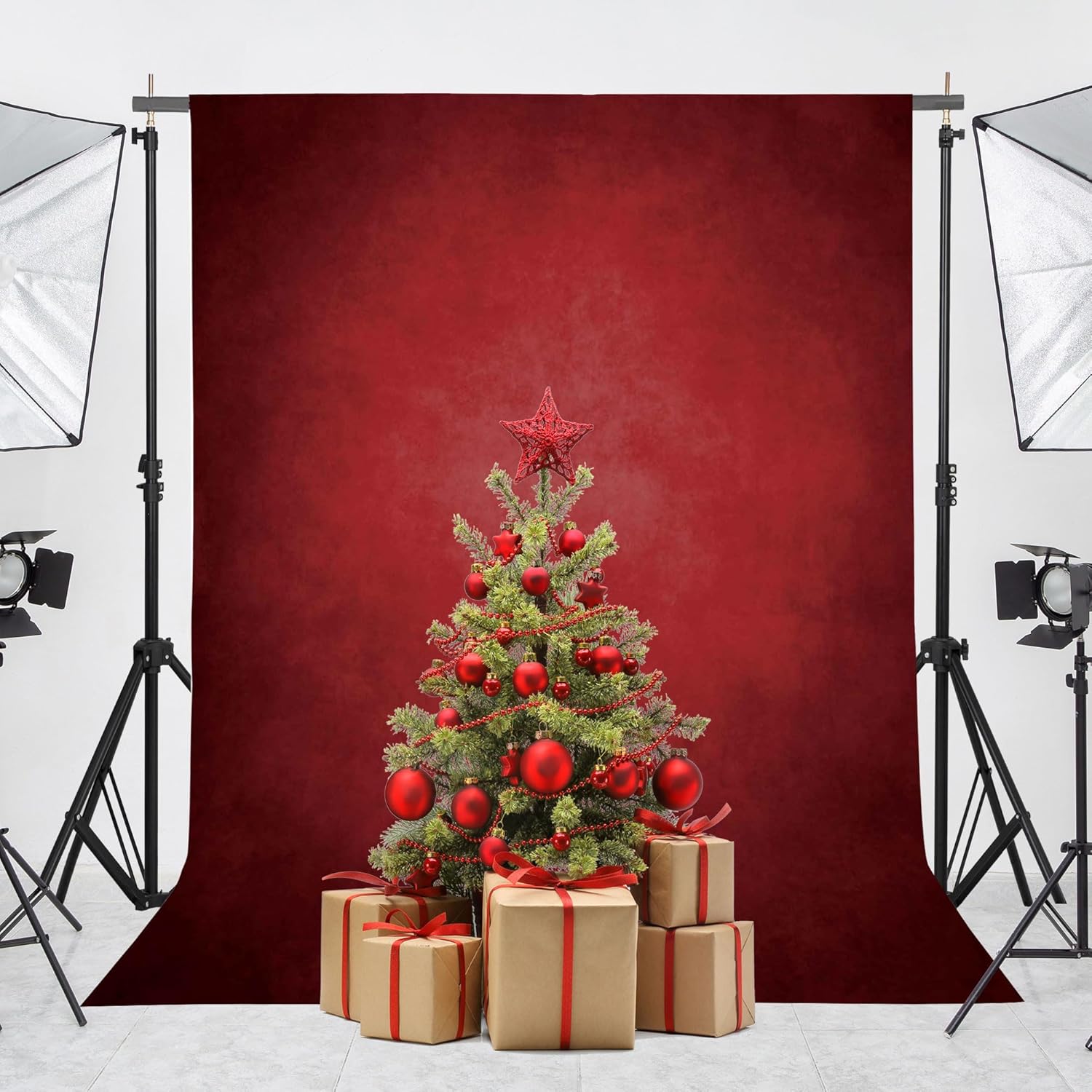 Abstract Professional Photography Backdrop for Portrait Photo Props Booth Background Photoshoot Studio with Polyester Fabric Roller Pocket on Top (8x10ft,Red,No Stand)