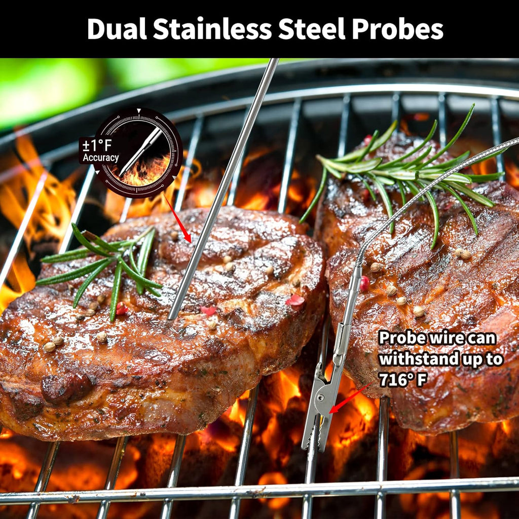 BBQ Temperature Controller, Briidea Automatic Smoker Fan Controller with Dual Probe, Compatible with Big Green Egg, Kamado Joe, Primo, Ceramic Grills, Cypress Grill, Delivers Reliable Heat Control