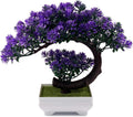 Small Artificial Plants Greenery Desktop Bonsai - Purple Plastic Fake Plants for Home Decor Indoor Bookshelf Office Desk Bathroom Room Decor, Tall 8.5"