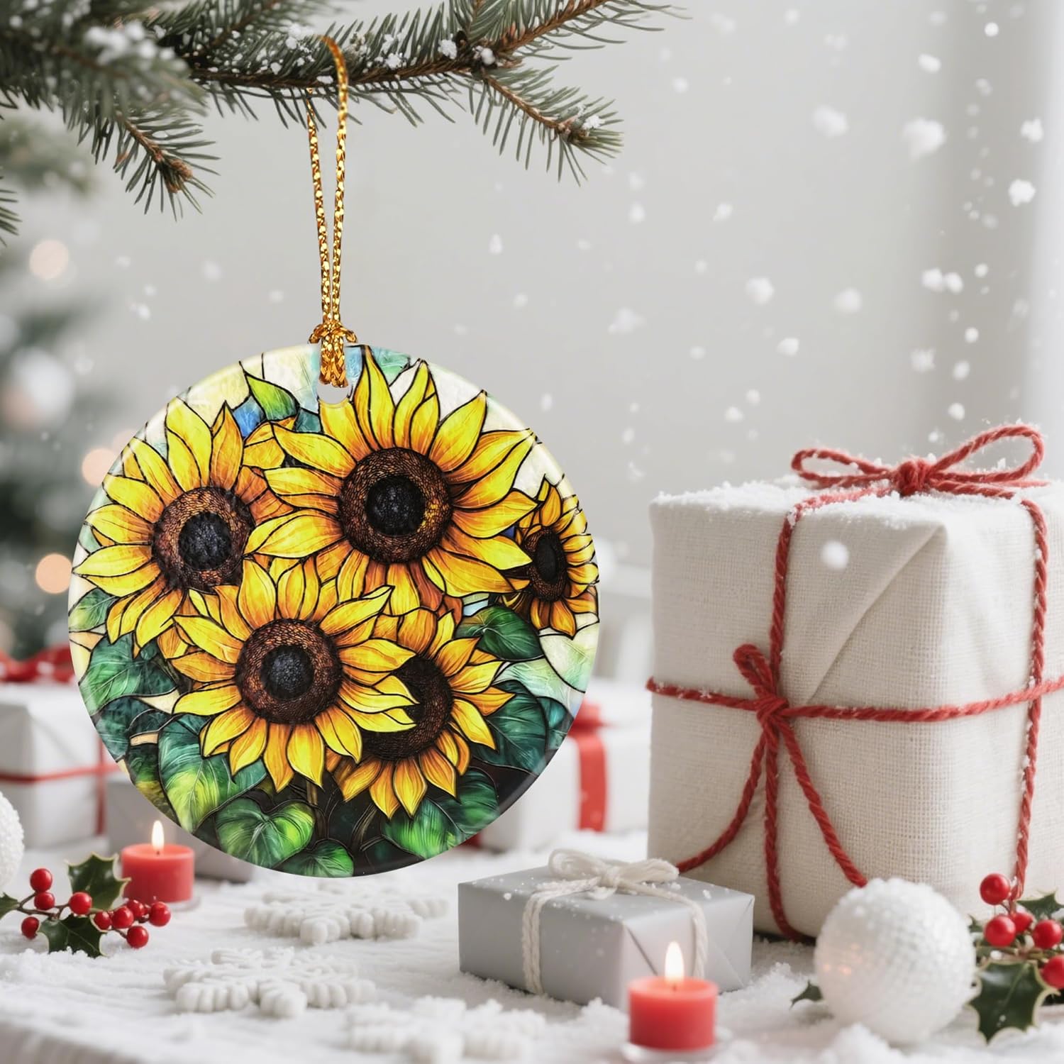 Sunflower Christmas Tree Decorations, Christmas Ornaments, Keepsake Ornaments, Holiday Decor, Xmas Gifts, Gifts for Flower Lovers & Sunflower Lovers
