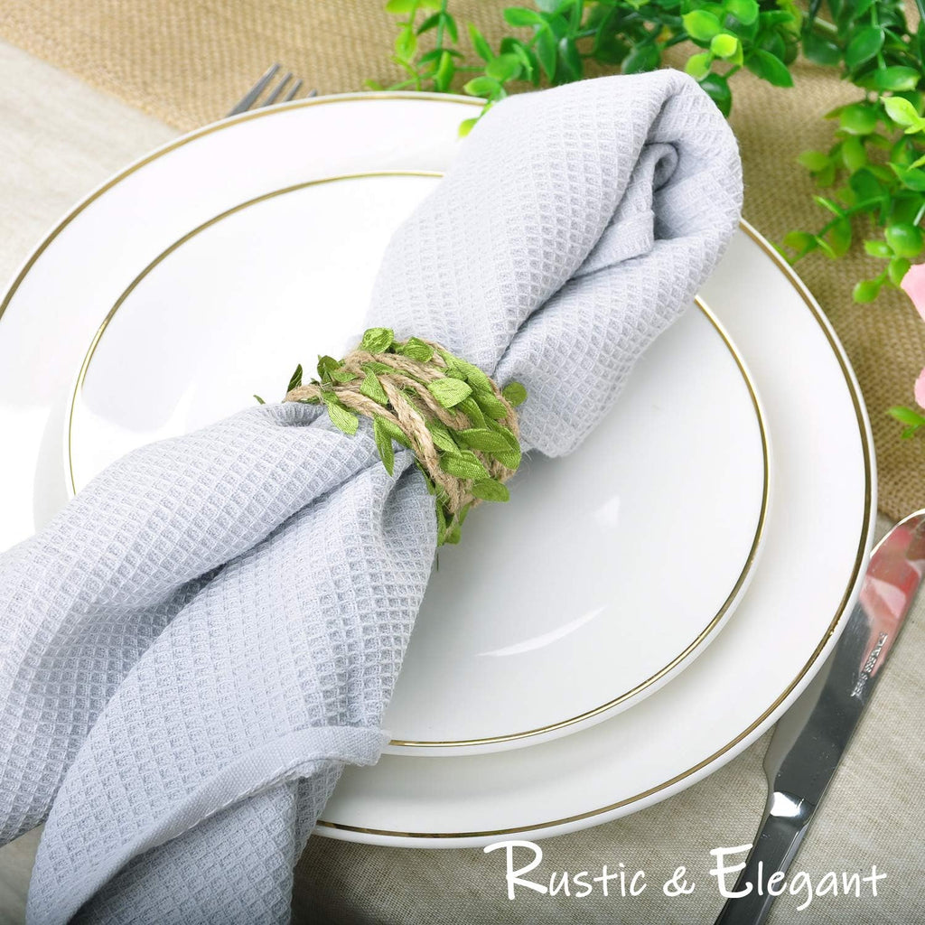 Naidiler 196 Ft Burlap Leaf Ribbon Twine for Crafts for Safari, Jungle, Fairy Party, Woodland Baby Shower, Enchanted Forest Decorations Vines Decor