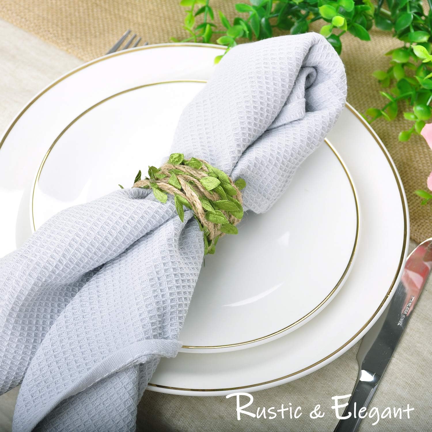Naidiler 196 Ft Burlap Leaf Ribbon Twine for Crafts for Safari, Jungle, Fairy Party, Woodland Baby Shower, Enchanted Forest Decorations Vines Decor