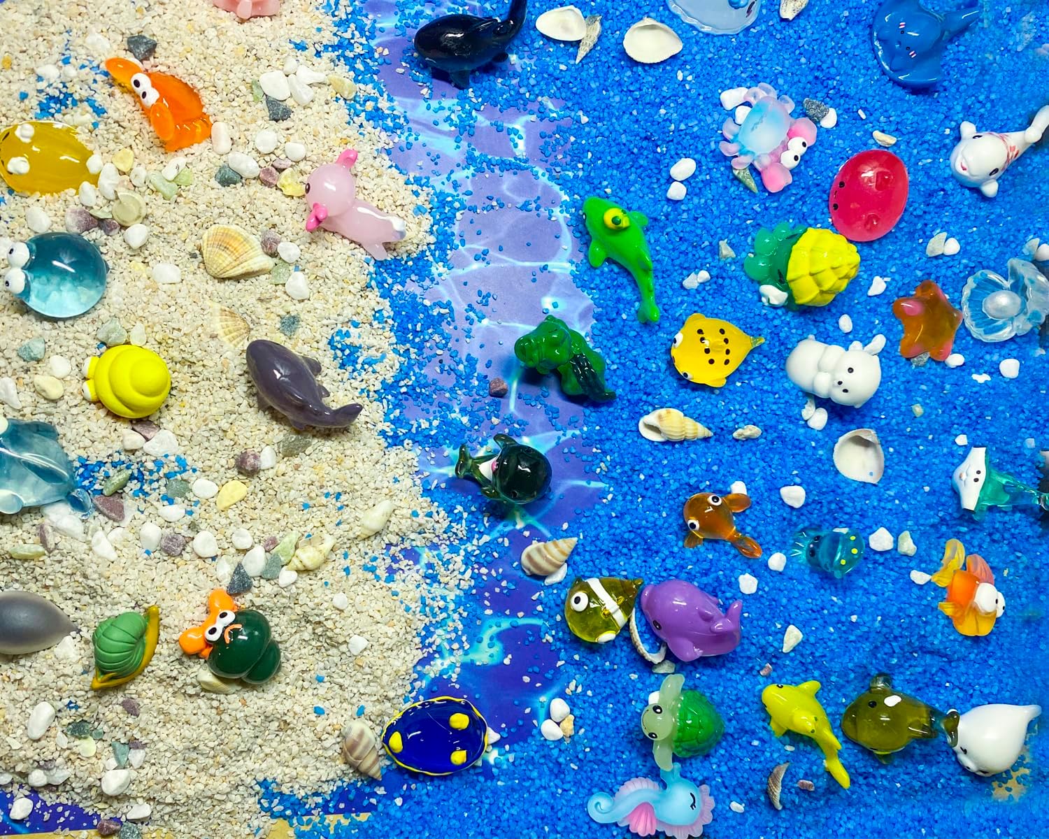 55pcs Mini Ocean Resin Animals Plastic Animals Marine Miniature Aquarium Ornaments Decorations for DIY Fish Tank Potted Micro Fairy Garden Dollhouse (56PCS Marine Animal Set)