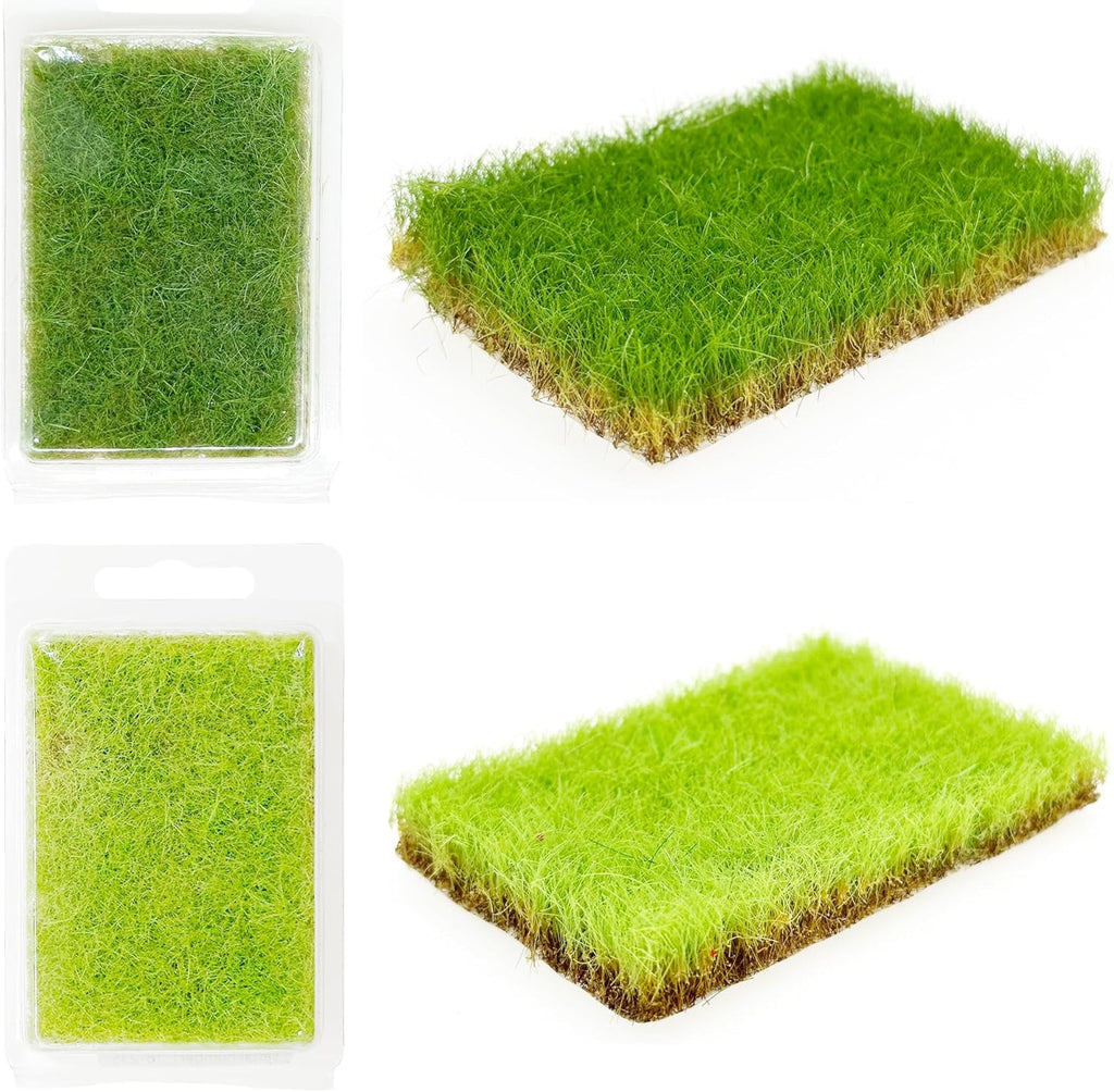 Woohome 2 PCS Model Grass Tufts Resin Static Scenery Model, Artificial Grass for Building Model, DIY Miniature Train Landscape Terrain Railway Scenery Decorations, Green