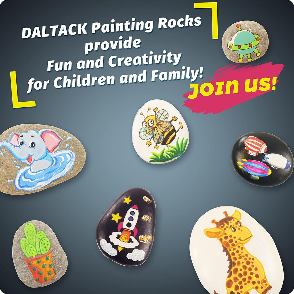 DALTACK 15 Pcs Large Rocks for Painting, Natural River Rocks, Flat River Rocks, 2-3 Inches Stones for Arts & Crafting