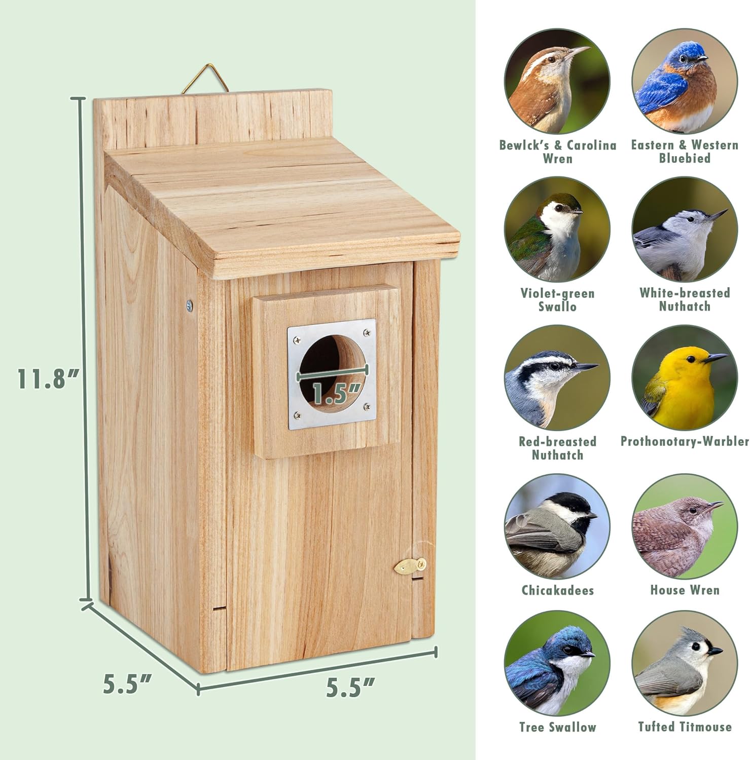 CARTMAN 0.6 Inch Thick Wood Bird Houses with Stainless Steel Guard, Hummingbird House for Outside Clearance Garden Country Cottages