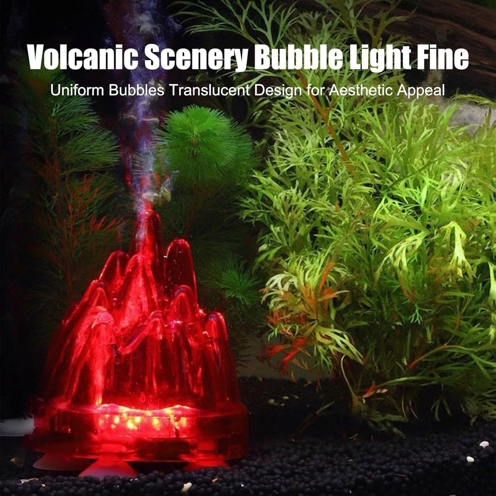 Aquarium Volcano Ornament - Remote-Controlled Volcano, Aquarium Decoration with Built-in Air Stone Bubbler, Interactive Design for Saltwater and Freshwater Tanks, Turtle Bowls, and Home Display