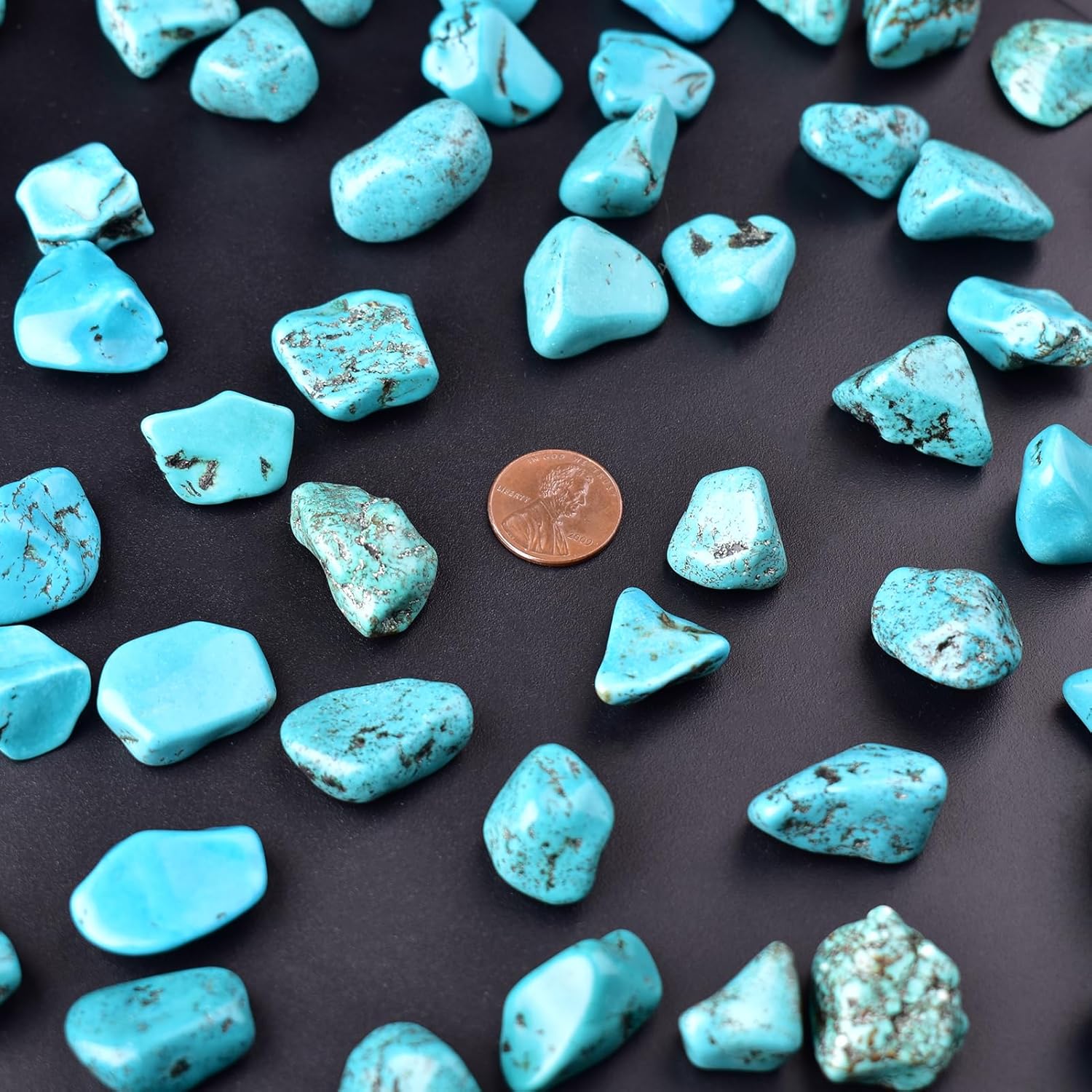 Turquoise Healing Crystal Stone Set - 24 Pieces, 0.6" Natural & Polished Stones for Healing, Meditation, Reiki, Chakra, Crafting & Decoration