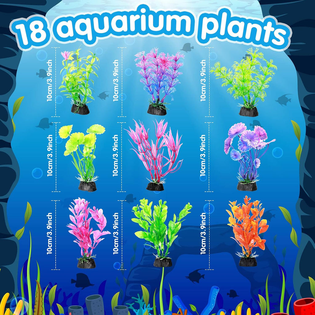 Chunyin Fish Tank Decorations, Artificial Aquatic Plants and Artificial Fishes Floating Decorations for Small Aquarium, Plastic Fake Fish, Jellyfish,Goldfish(50 Pcs)