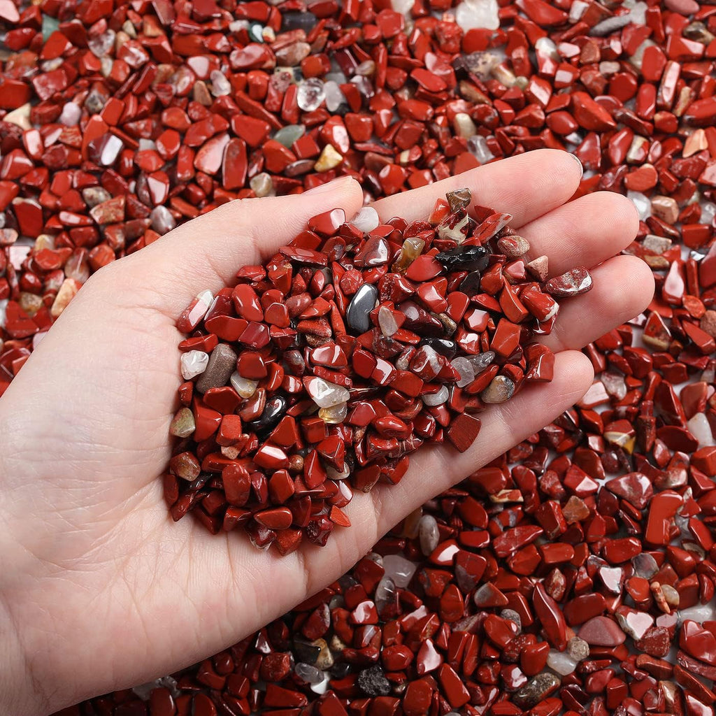 LAIDANLA Red Jasper Crushed Stone Crystal Chips Bulk Natural Gemstones Healing Reiki Crystals Mini Quartz Vase Filler Aquarium Gravel 0.55lb