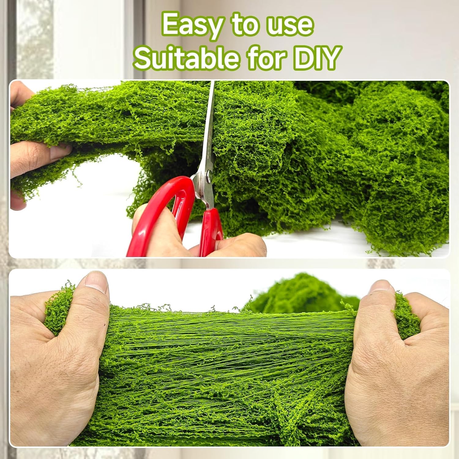 Aspamms Fake Green Moss for Potted Plants Indoor, 7oz Artificial Moss for Crafts, Faux Moss Decor for Fairy Garden, DIY Decorative, Model Making, Walls, Glass Containers, Home