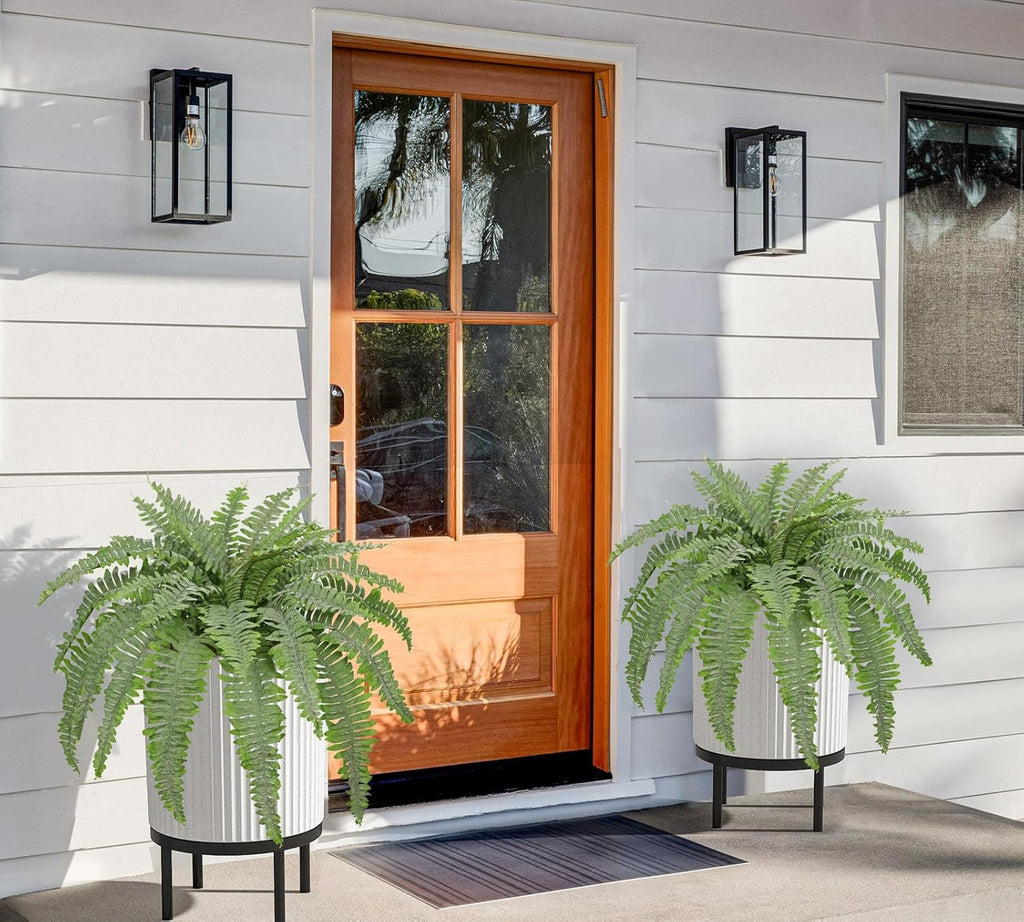 Artificial Fern Plants in Pot 34.6" Large Artificial Boston Fern 39 Leaves for Outdoors & Indoor Faux Potted Plant Fake Ferns Bush Plant for Patio Garden Farmhouse Porch Home Decor Dusty Green