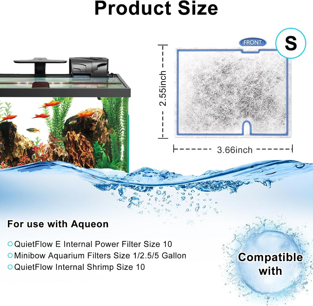 4 Pack Small Aquarium Filter Cartridges Compatible with Aqueon Replacement Filter Cartridges Compatible with Aqueon QuietFlow E Internal Power Filter Size 10 and Minibow Aquarium Filters Size 1/2.5/5
