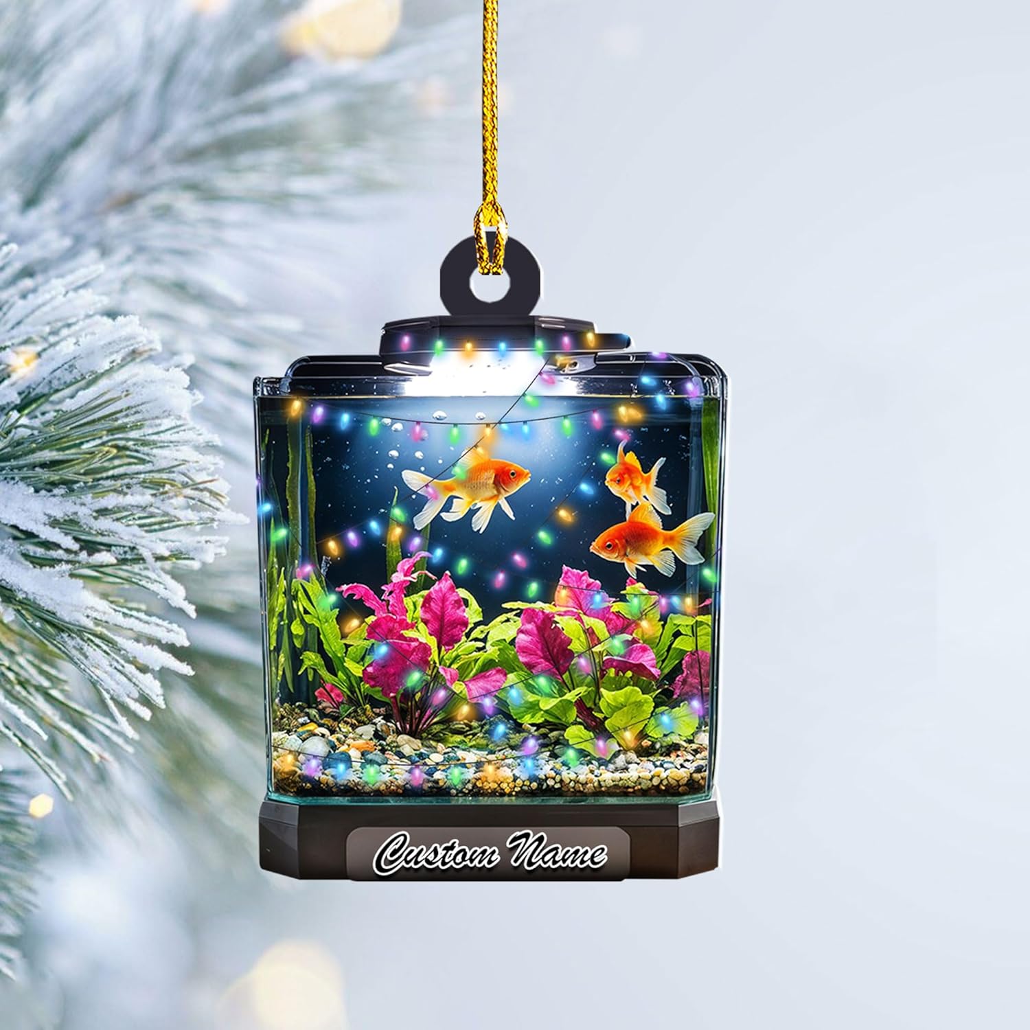 Personalized Aquarium Christmas Ornament, Fish Christmas Ornament, Gift for Fish Lover, Custom Aquarium Christmas Tree Keepsake, Kids First Gift Ideas, Pet Kids Ornament (AFT10)